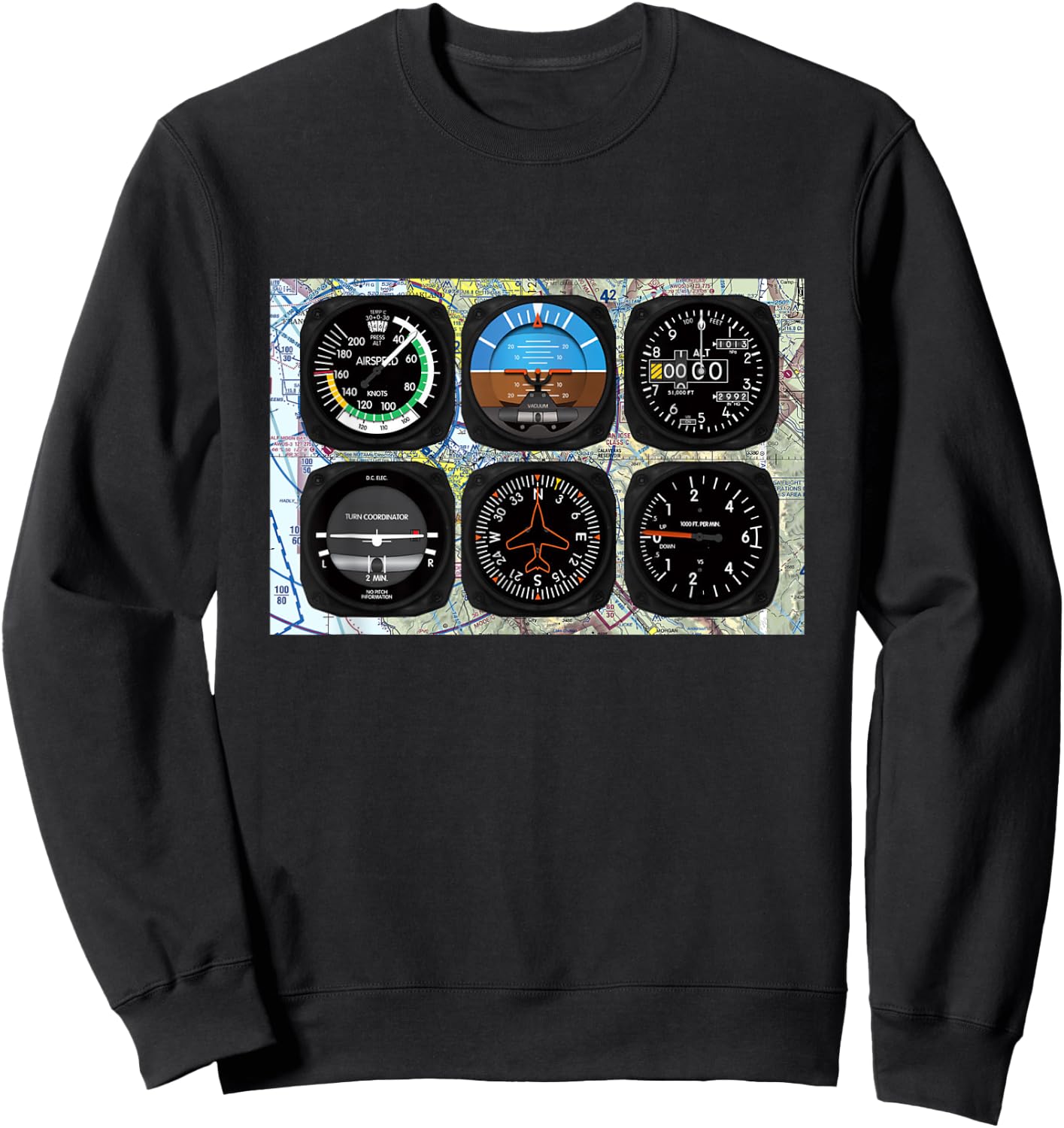 Aviation Pilot 6 Pack Instrument Sweatshirt - Sweatshirt | Black