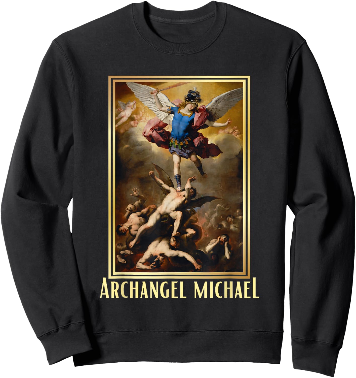 St Michael the Archangel - Protector Catholic Church Angel Sweatshirt - Sweatshirt | Black
