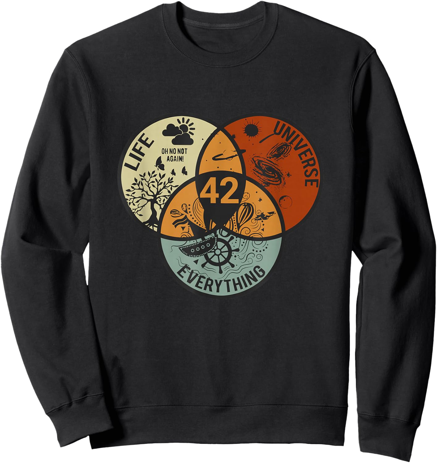 Venn Diagram Life The Universe And Everything - 42 Life Sweatshirt - Sweatshirt | Black