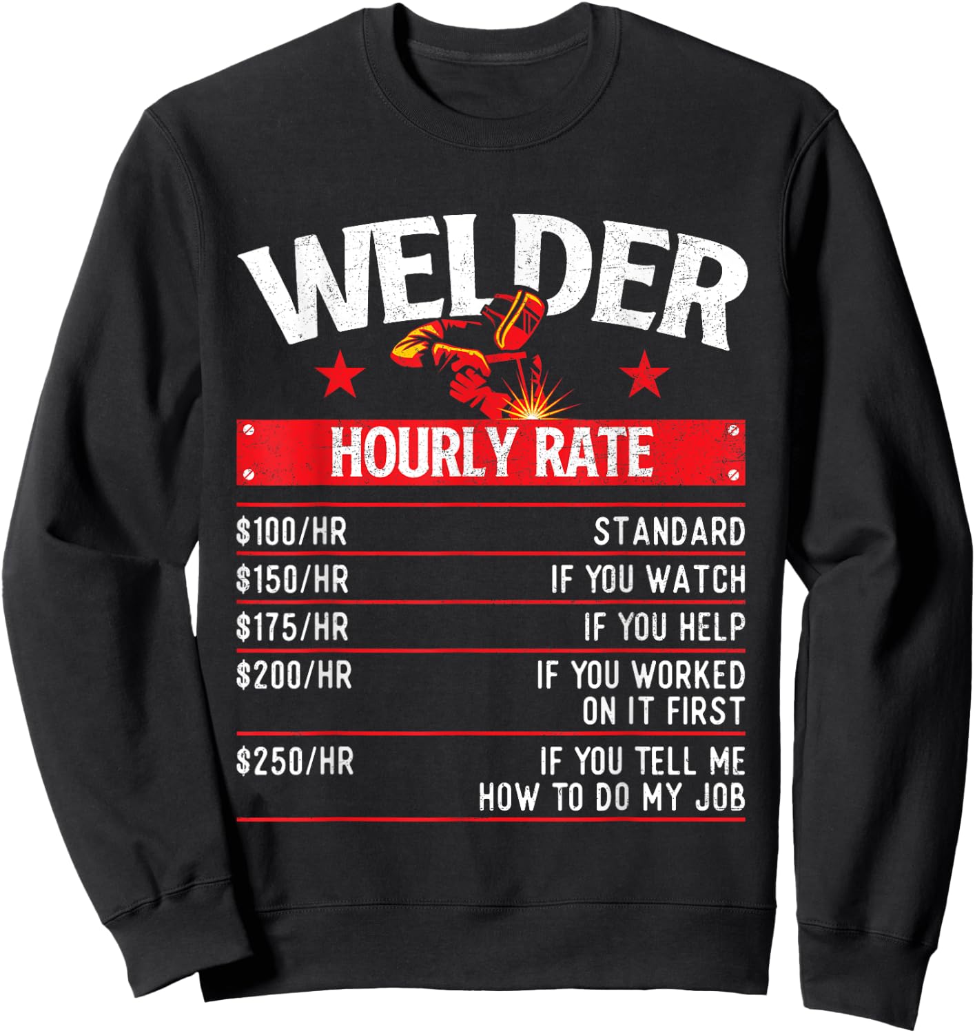 Welder Hourly Rate - Iron Worker Welding Metalworking Sweatshirt - Sweatshirt | Black