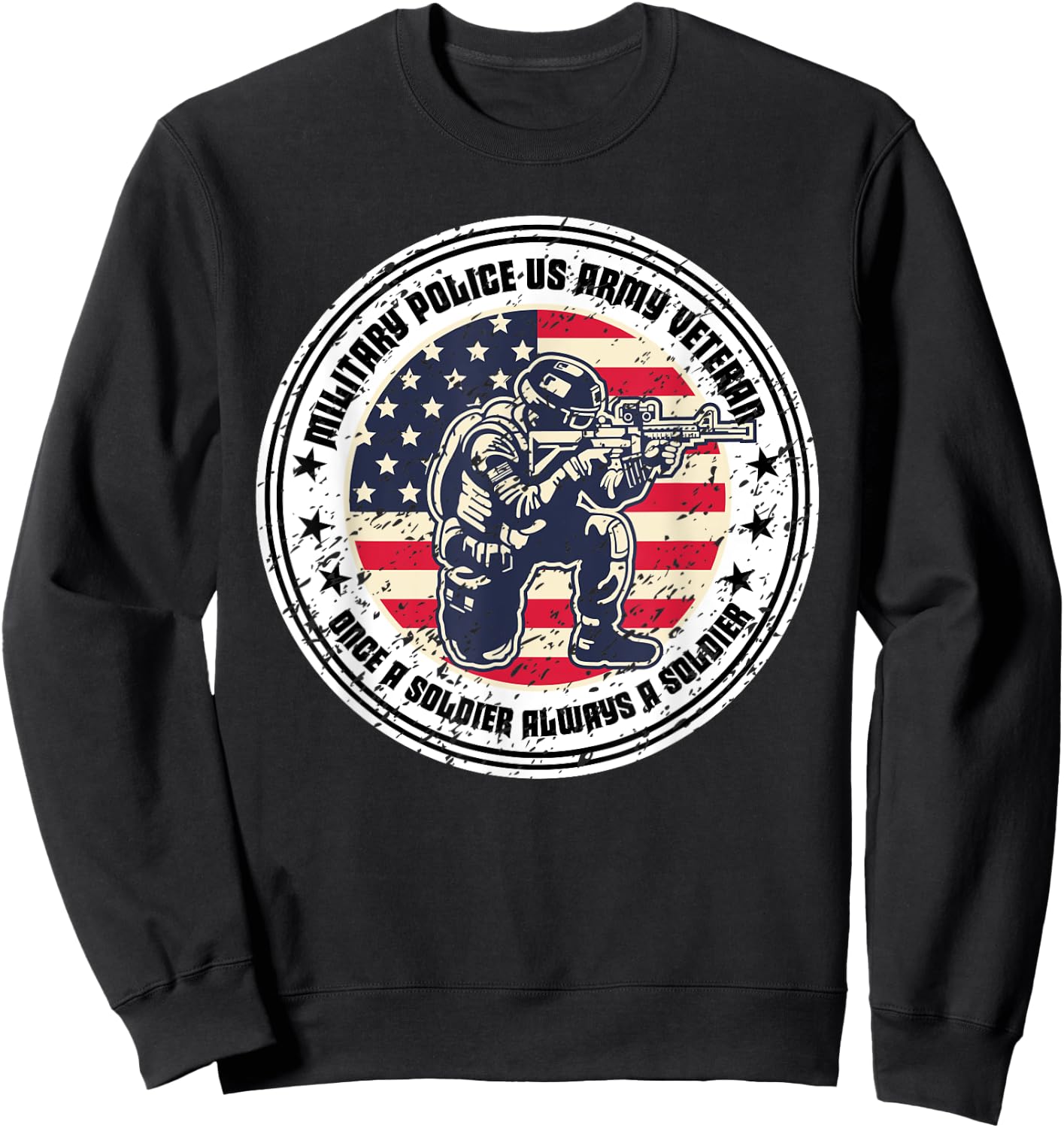 Military Police Vintage Cool Veteran USA American Proud Sweatshirt - Sweatshirt | Black