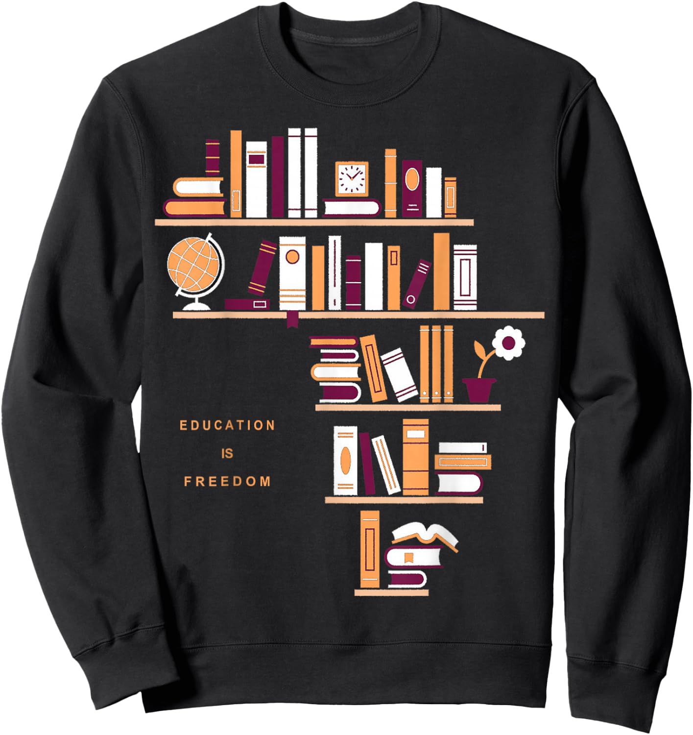 Africa Education Is Freedom Library Book Sweatshirt - Sweatshirt | Black