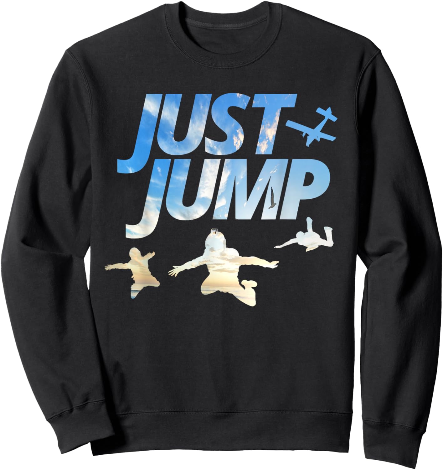 Sky Diving Jump Easy to Sky Diver Sky Silhouettes Sweatshirt - Sweatshirt | Black