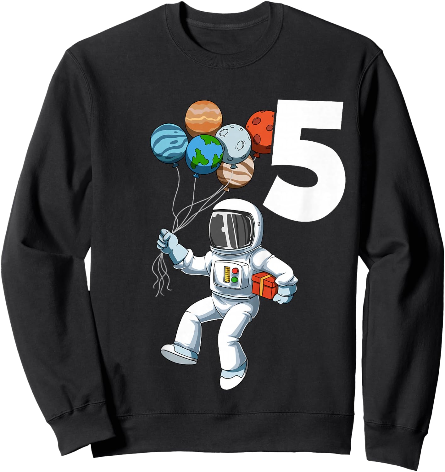 Astronaut Birthday Outfit 5 Outer Space 5th Birthday Party Sweatshirt - Sweatshirt | Black