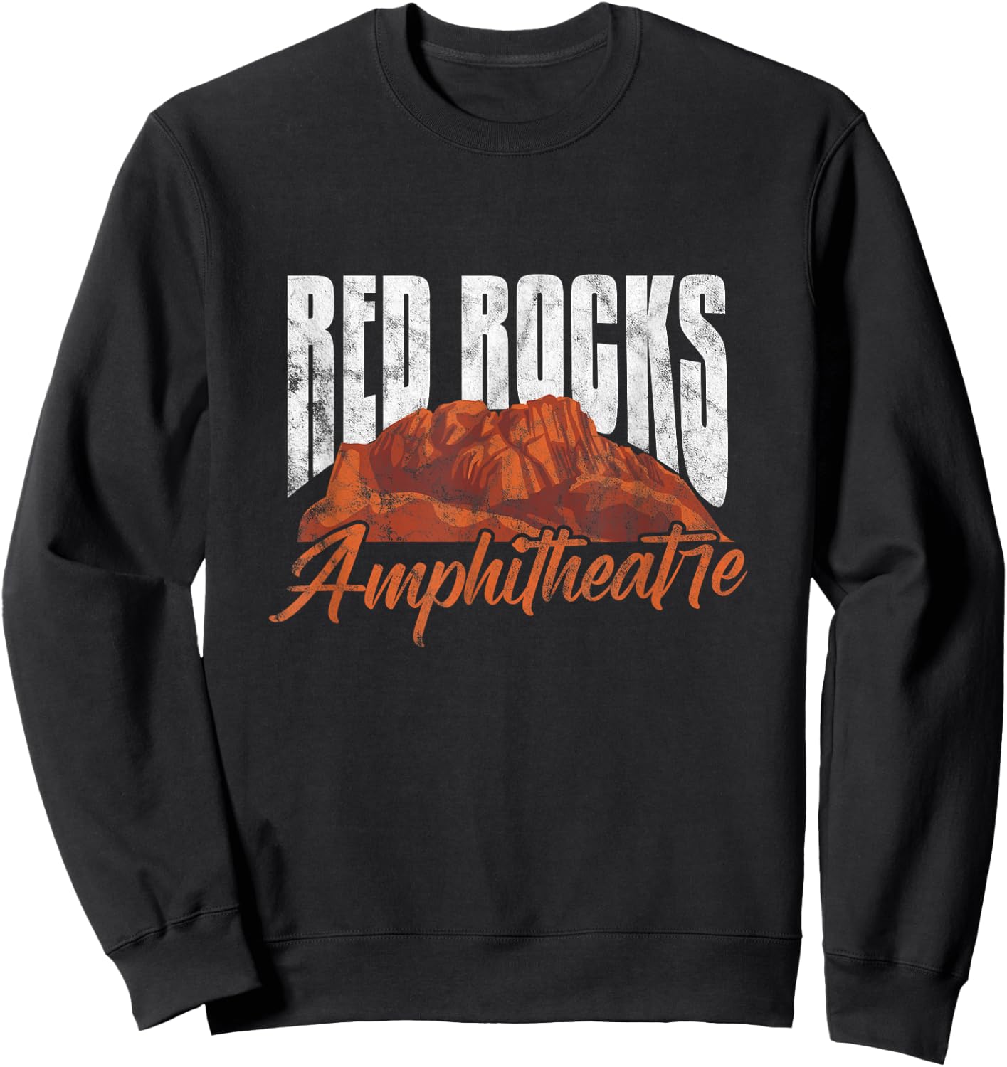 Red Rocks Amphitheatre Morrison Colorado Concerts Distressed Sweatshirt - Sweatshirt | Black