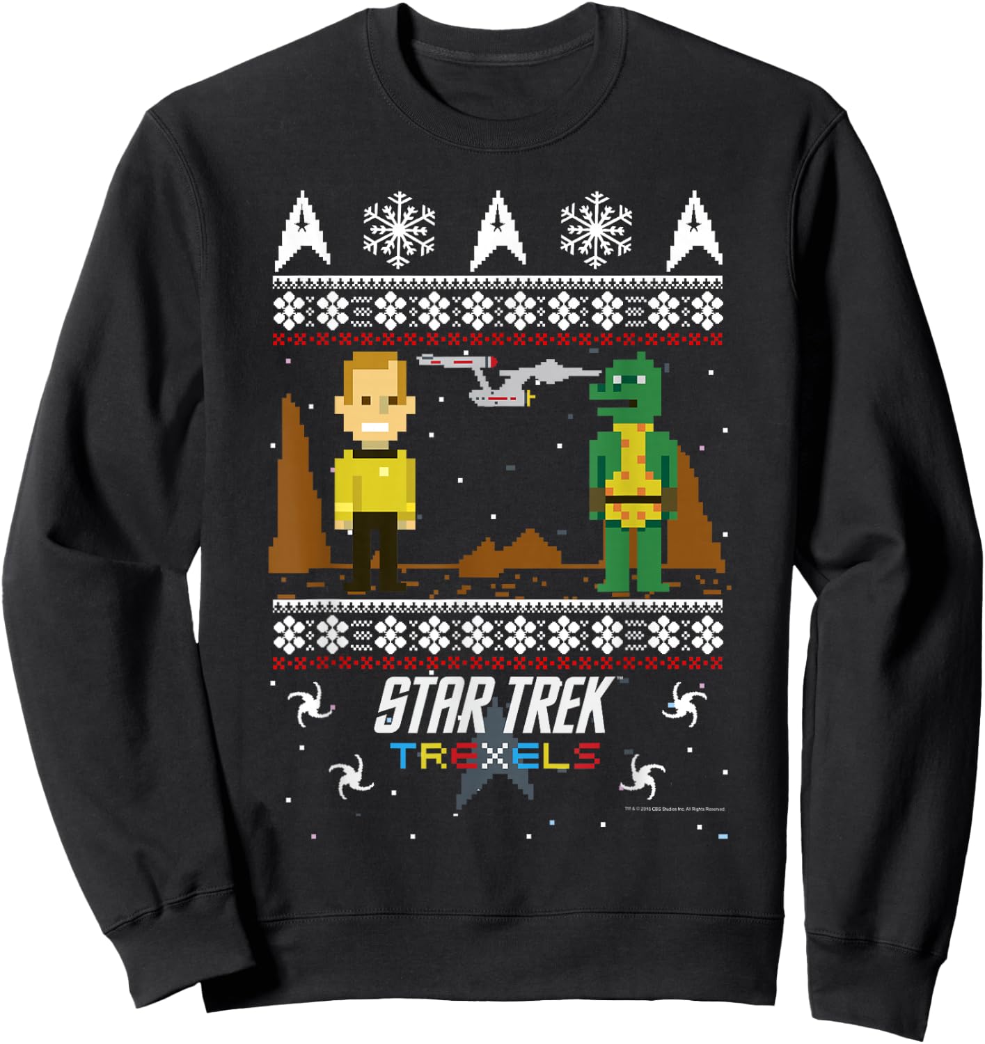 Star Trek Trexels Ugly Christmas Sweater Graphic Sweatshirt - Sweatshirt | Black