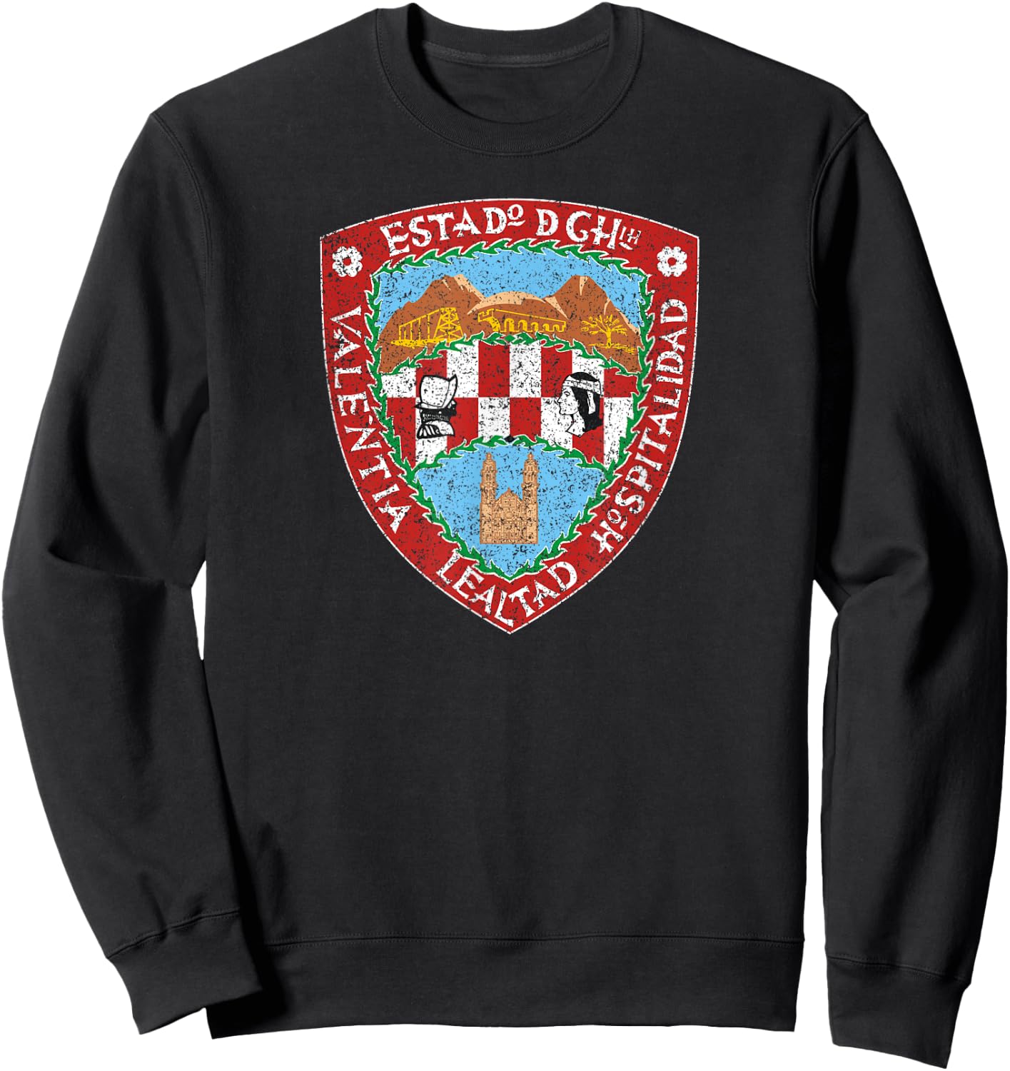 State of Chihuahua Mexico Flag Coat of Arms Sweatshirt - Sweatshirt | Black