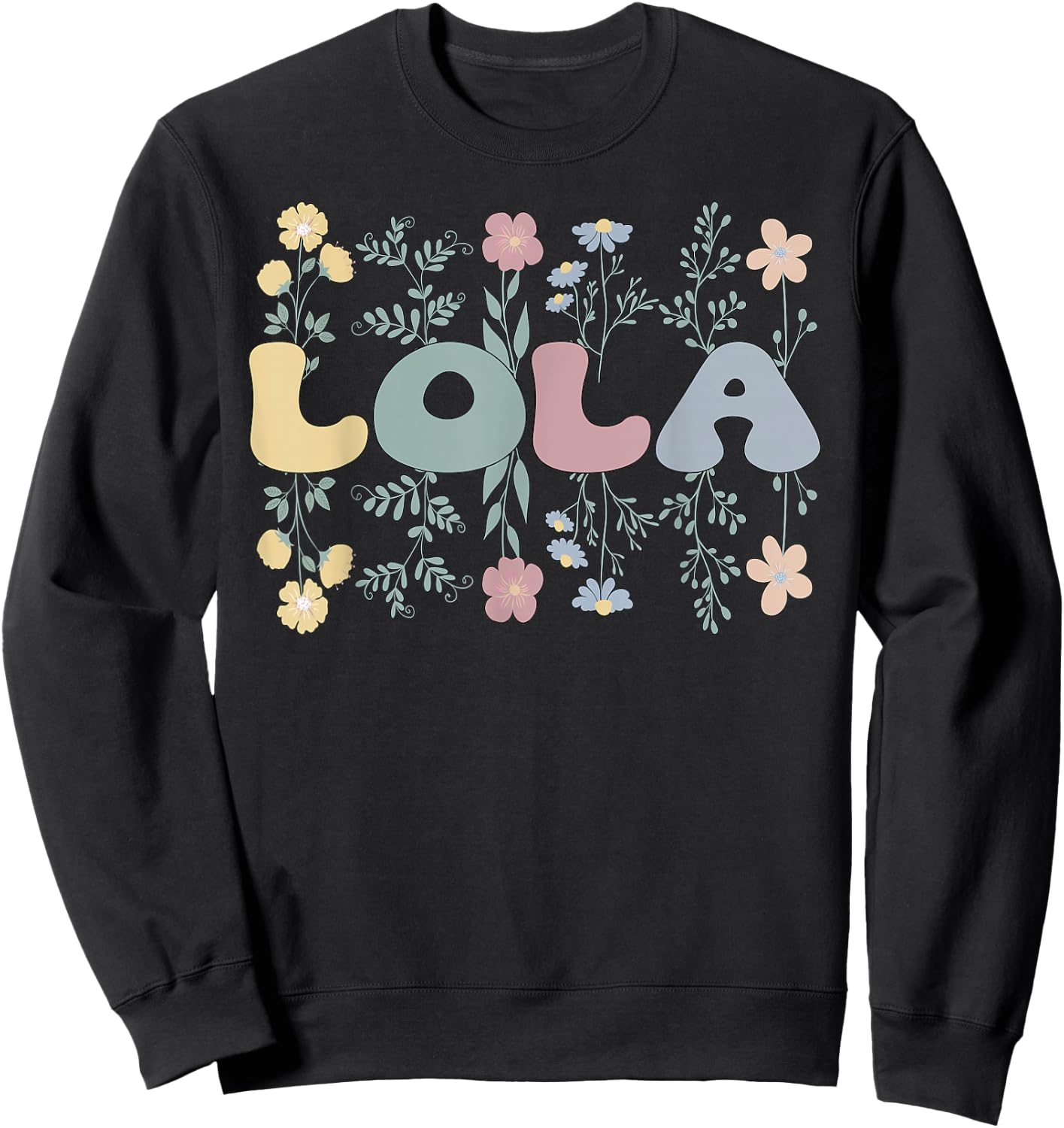 Groovy Lola Grandmother Flowers Lola Grandma Sweatshirt - Sweatshirt | Black