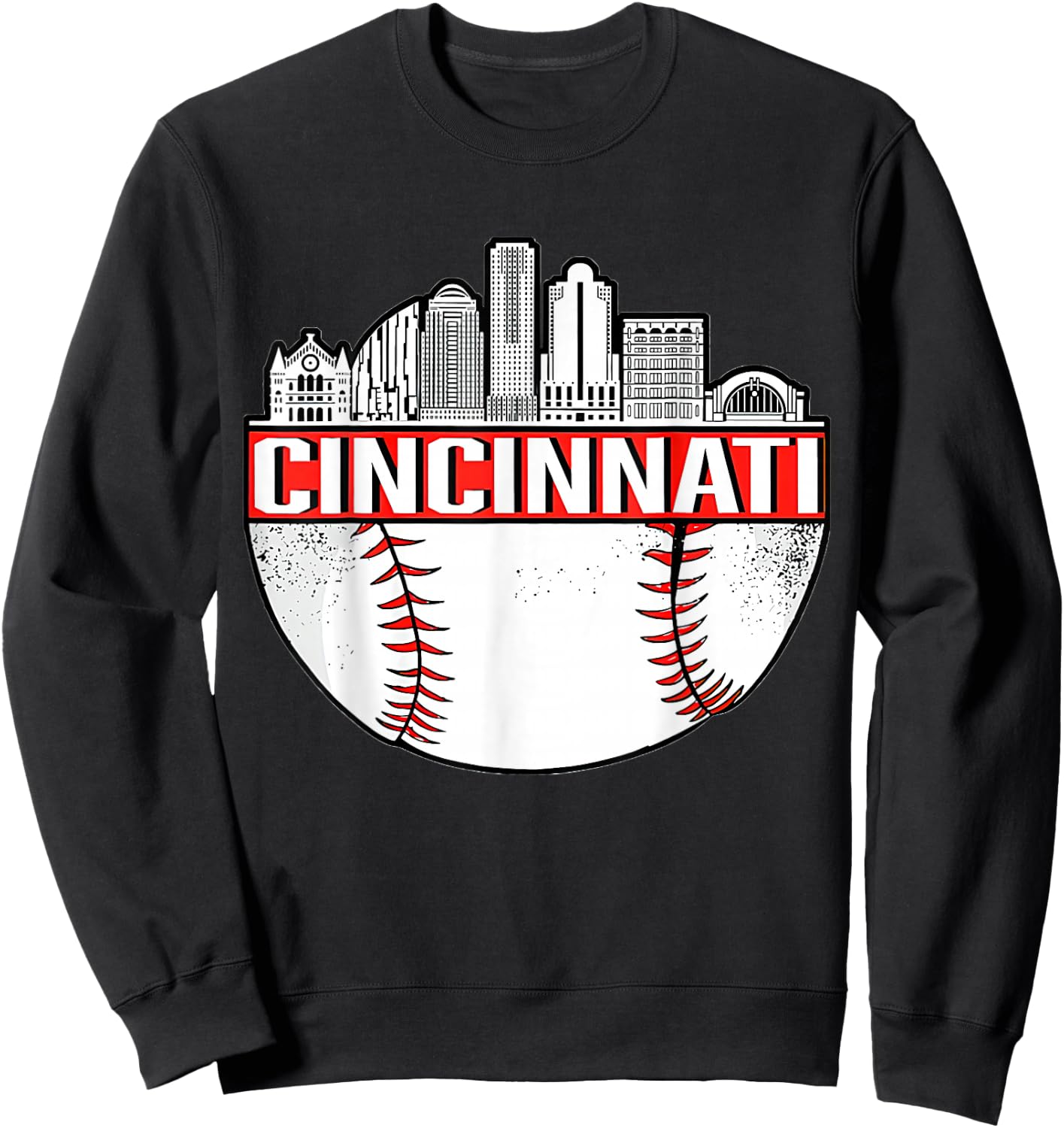 Vintage Cincinnati Ohio Skyline Apparel Sweatshirt - Sweatshirt | Black