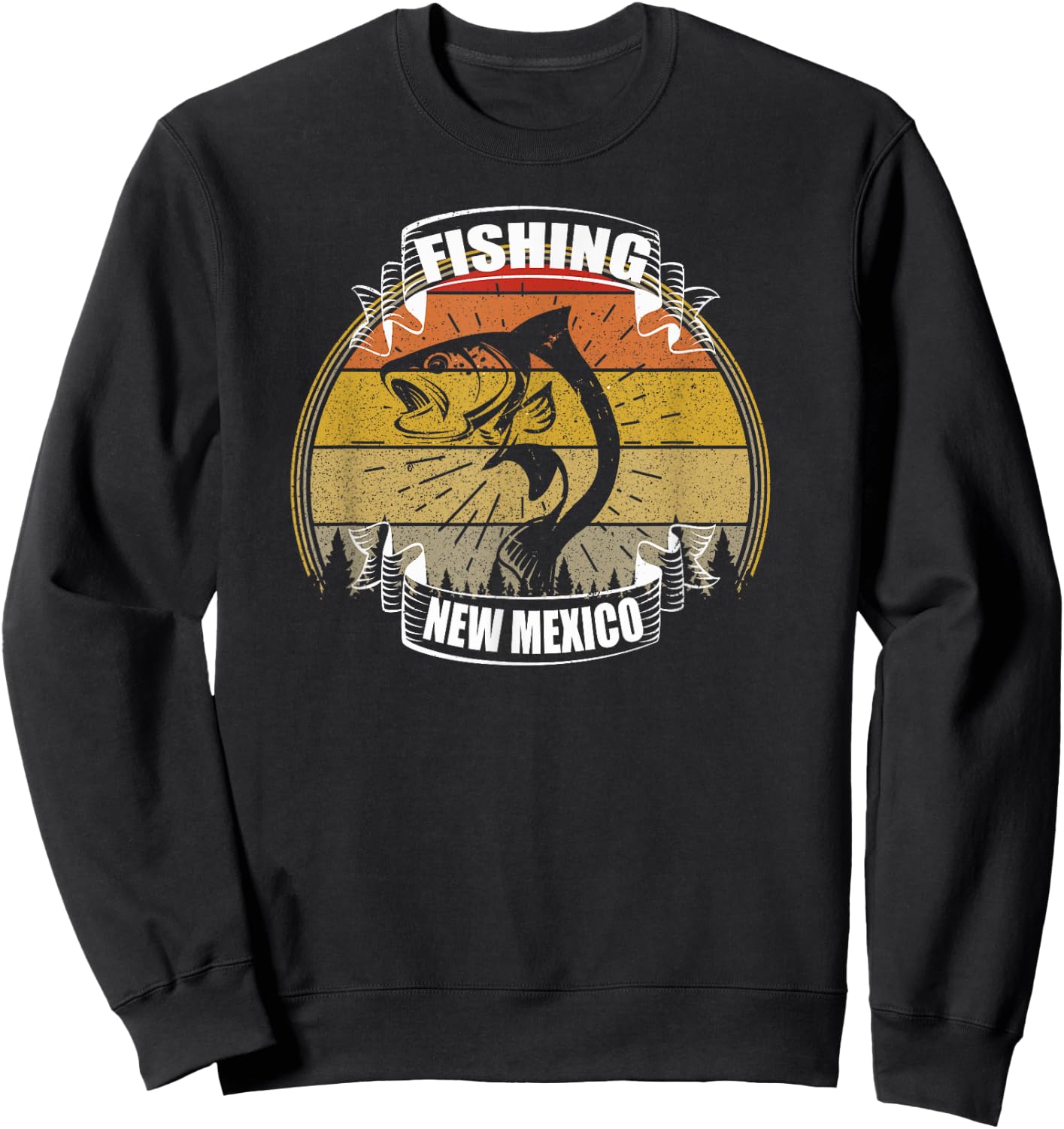 State of New Mexico Fisherman Sunset Fish New Mexico Fishing Sweatshirt - Sweatshirt | Black