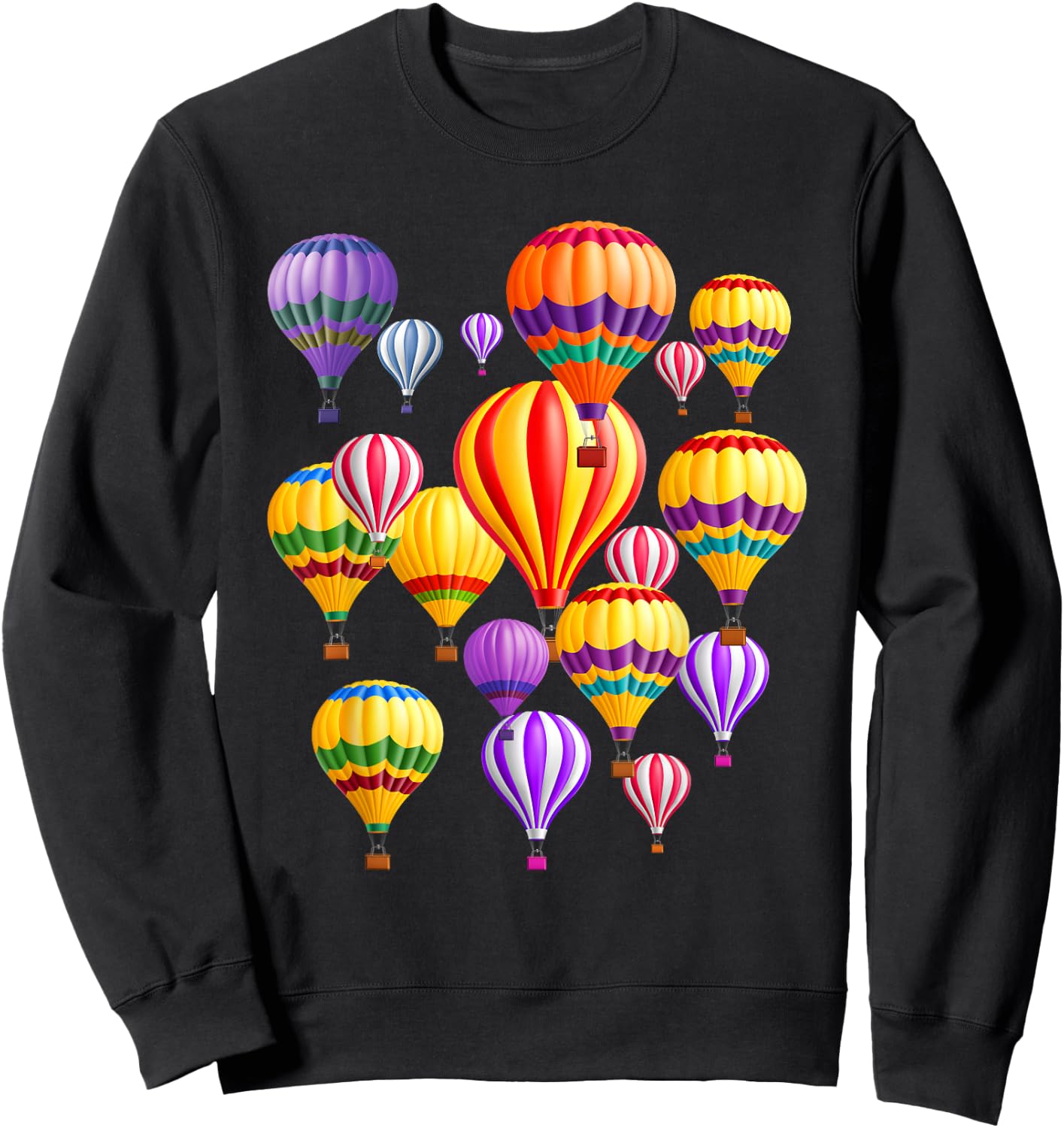 Colorful Hot Air Balloons Sweatshirt - Sweatshirt | Black