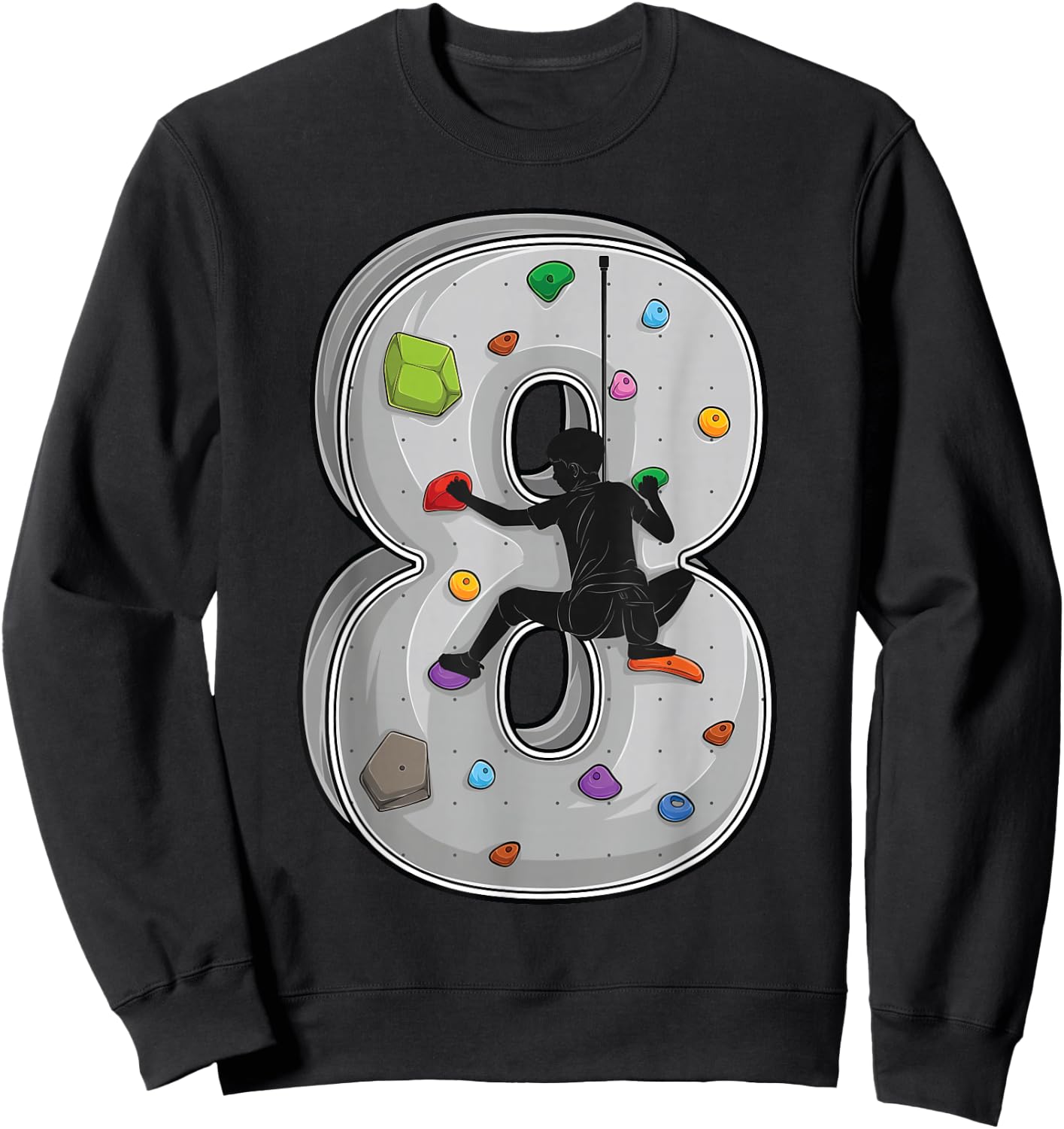 8 Year Old Rock Climbing 8th Birthday Adventures Climber Sweatshirt - Sweatshirt | Black