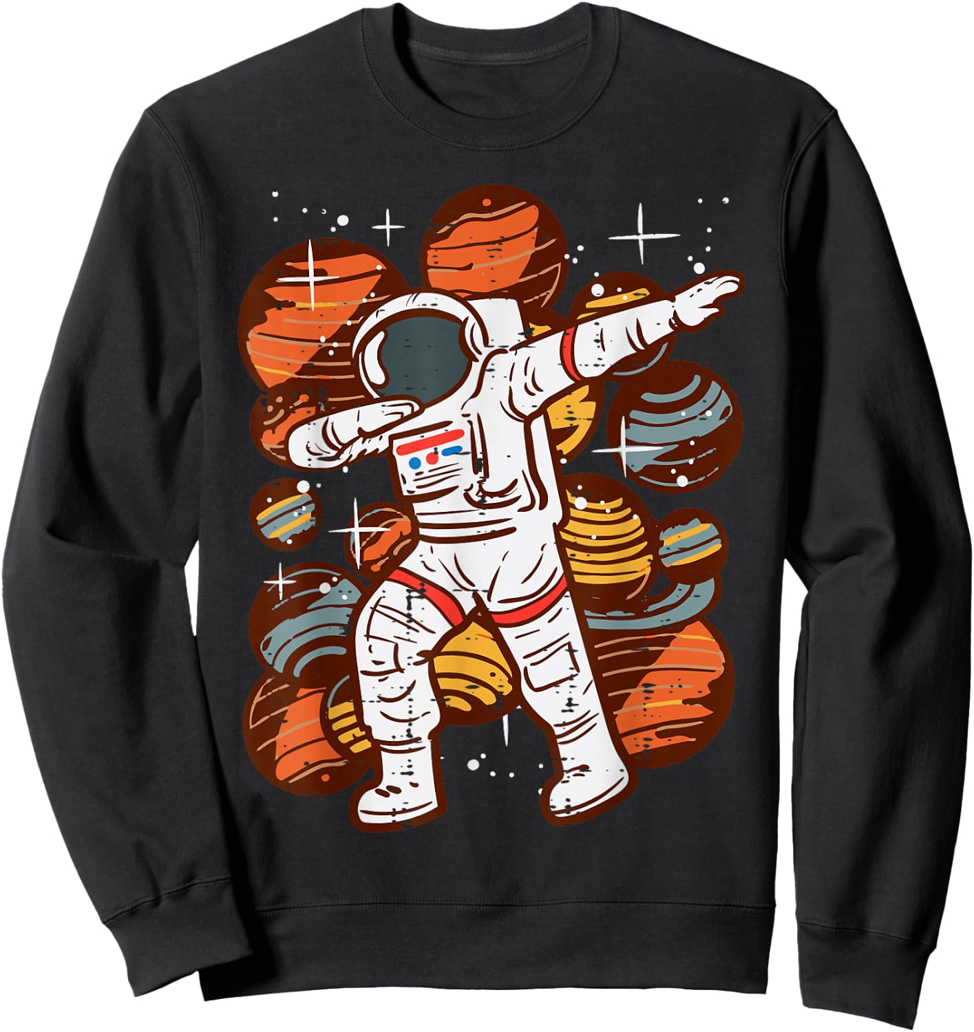 Dabbing Astronaut Planets Space Dance Boys Girls Kids Youth Sweatshirt - Sweatshirt | Black