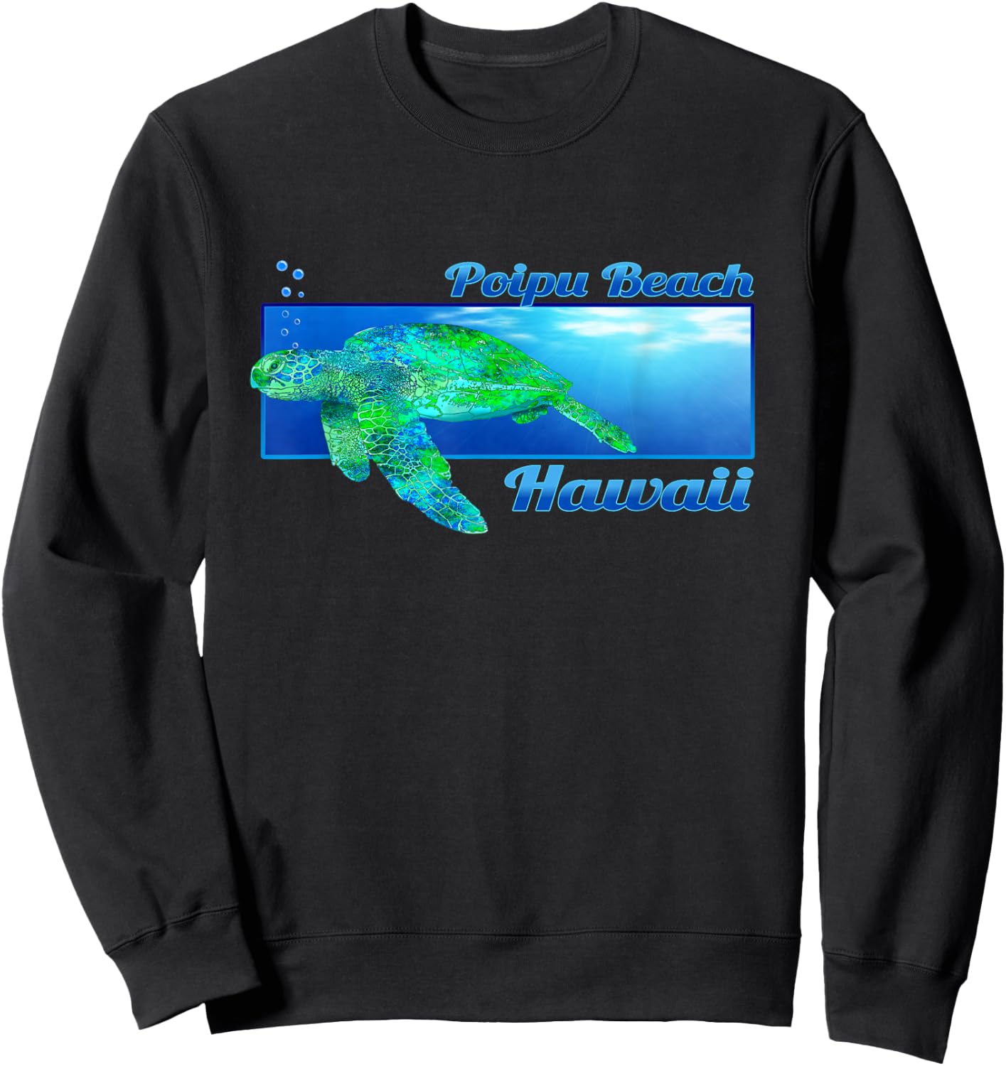 Poipu Beach Hawaii Swimming Honu Sweatshirt - Sweatshirt | Black