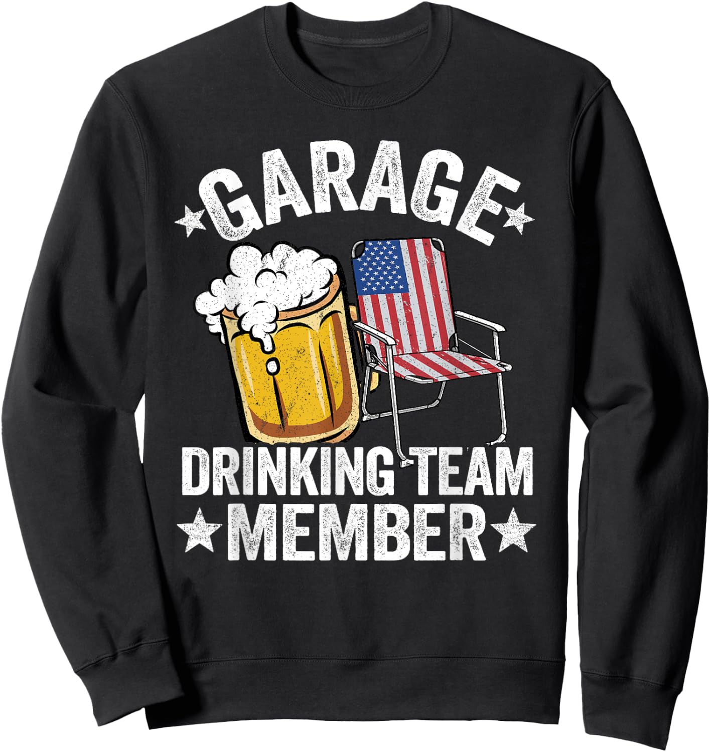 4th Of July Beer American Flag Garage Drinking Team Member Sweatshirt - Sweatshirt | Black