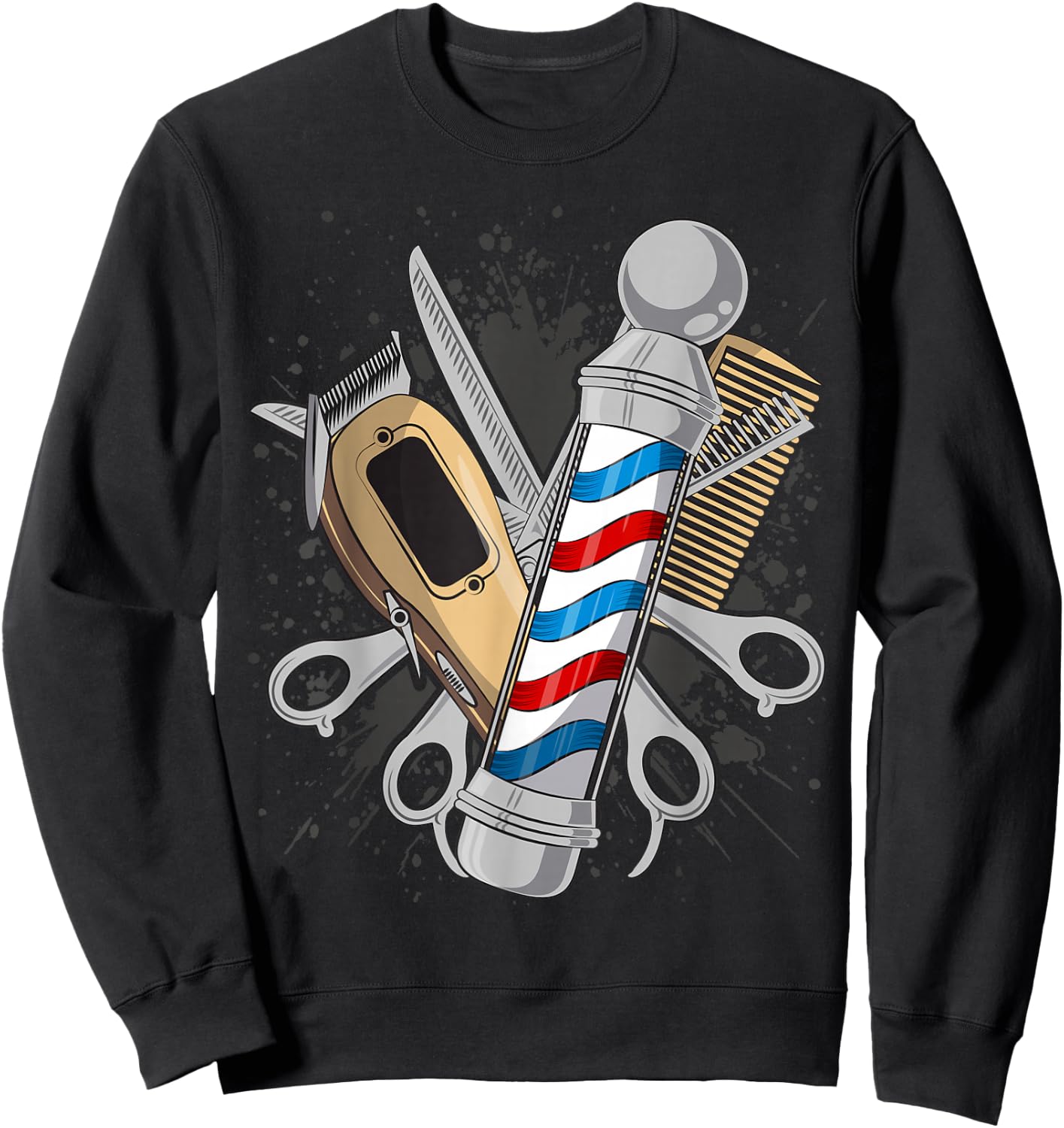 Barbers Pole Scissor Hair Clippers Comb Sweatshirt - Sweatshirt | Black