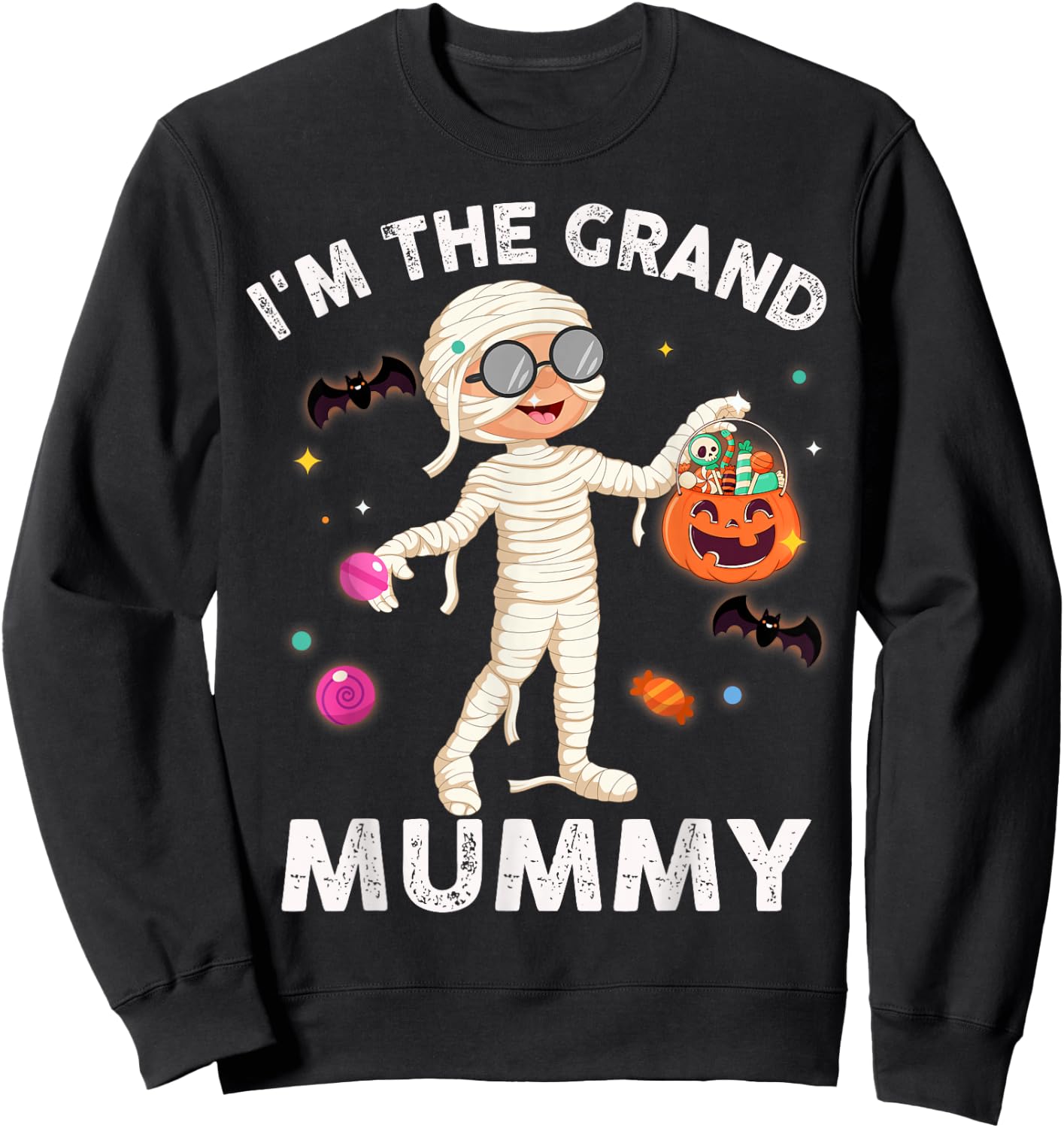 I'm The Grand Mummy Funny Grandma Halloween Sweatshirt - Sweatshirt | Black