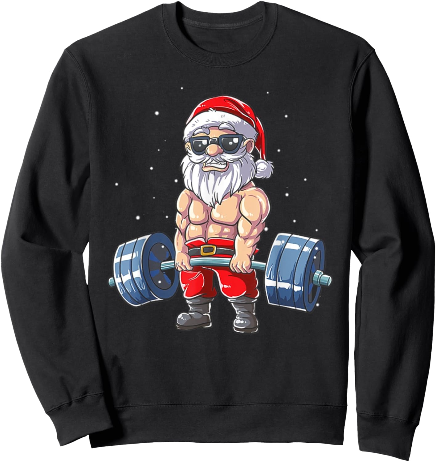 Weightlifting Santa Claus Christmas Fitness Gym Sweatshirt - Sweatshirt | Black