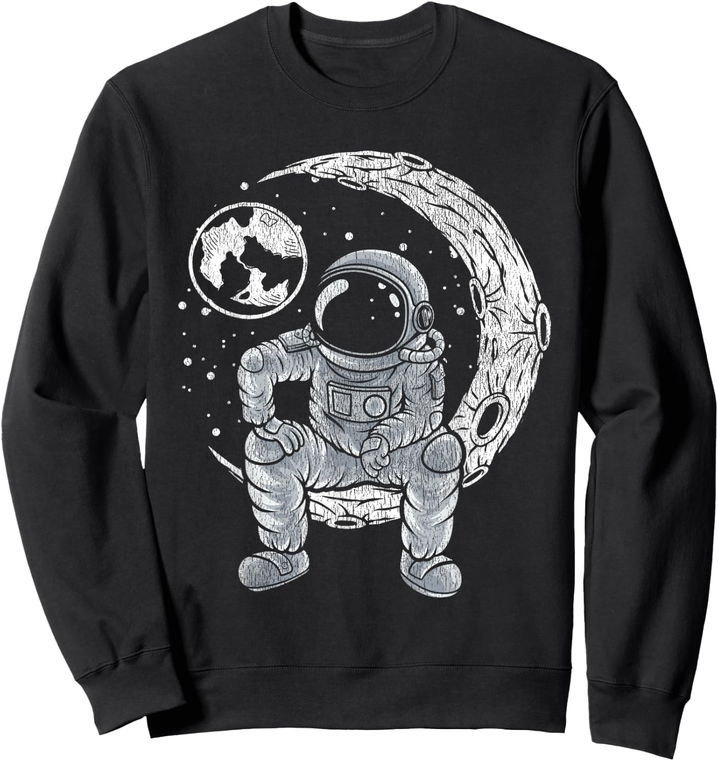 Outer Space Moon Landing Cosmonaut Gift Galaxy Astronaut Sweatshirt - Sweatshirt | Black