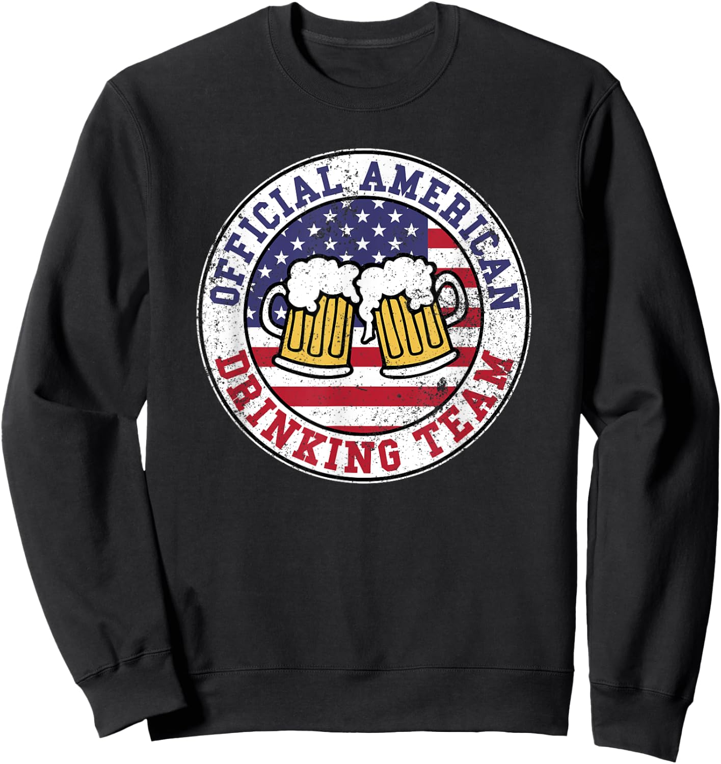 Official American Drinking Team Logo Funny Drinking Team Sweatshirt - Sweatshirt | Black