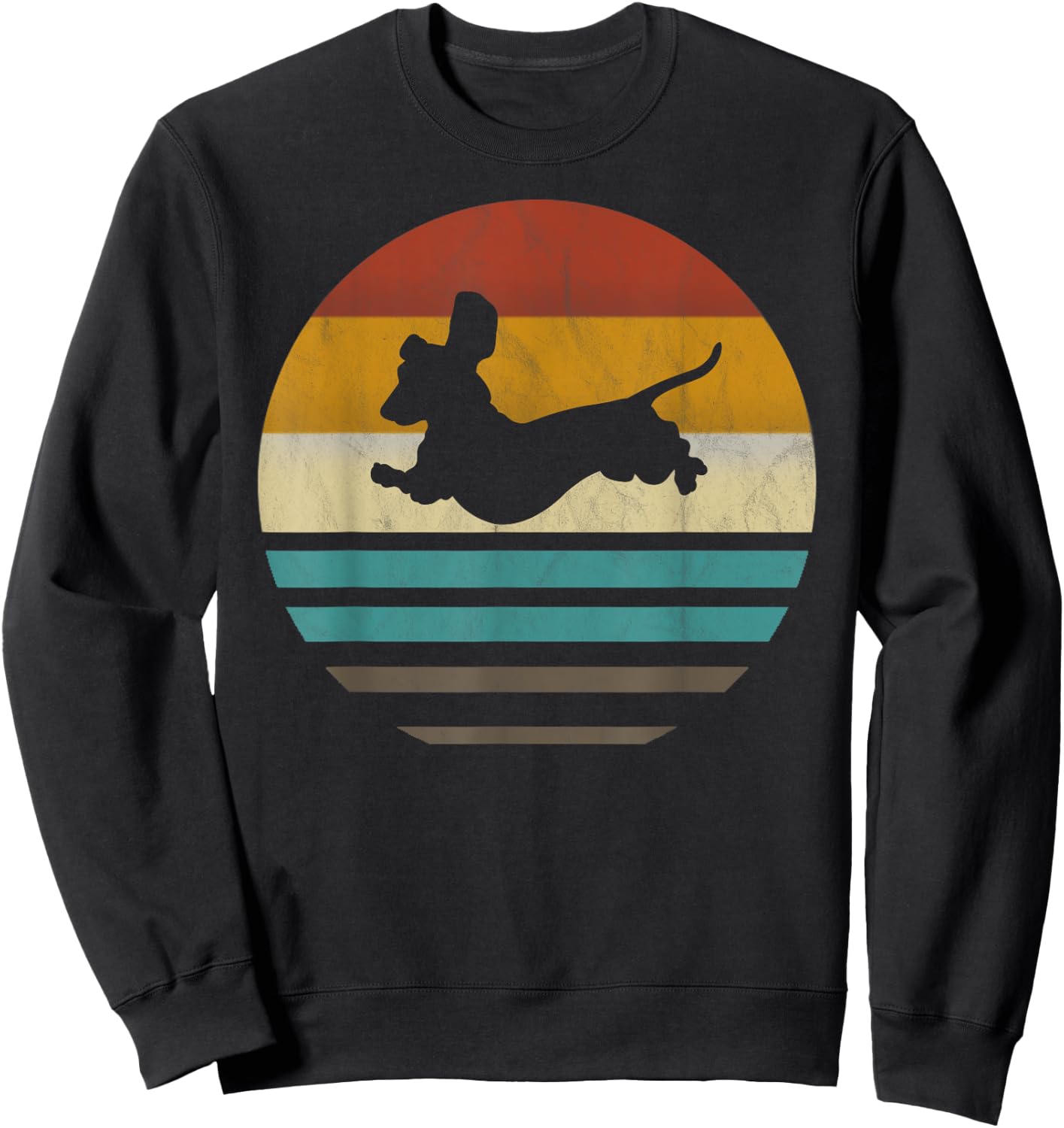 Dachshund Vintage Silhouette 60s 70s Retro grunge Dog Lover Women Girls Kids Sweatshirt - Sweatshirt | Black