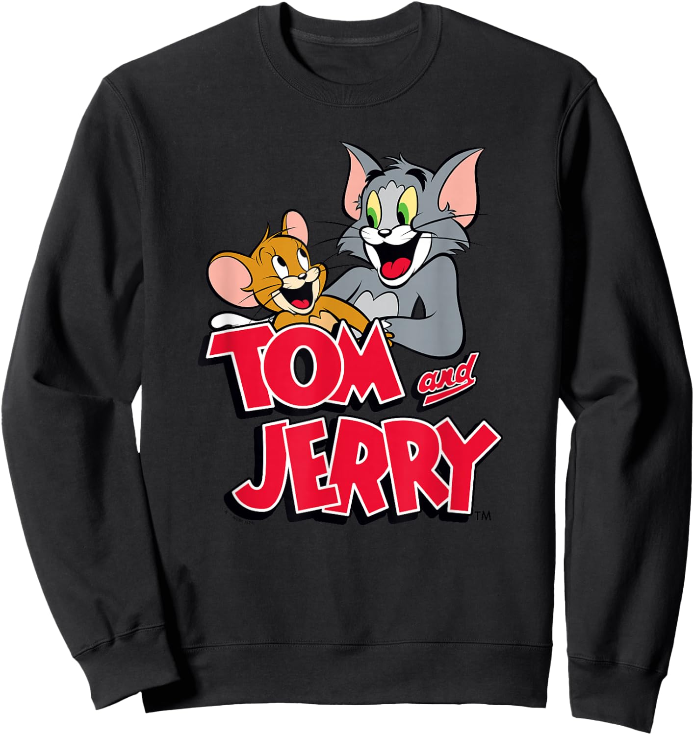 Tom and Jerry Happy Classic Logo Sweatshirt - Sweatshirt | Black