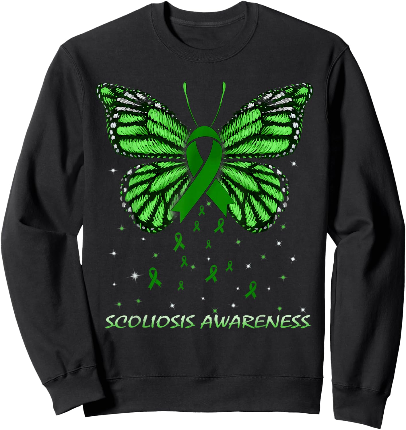 Scoliosis Awareness Butterfly Sweatshirt - Sweatshirt | Black