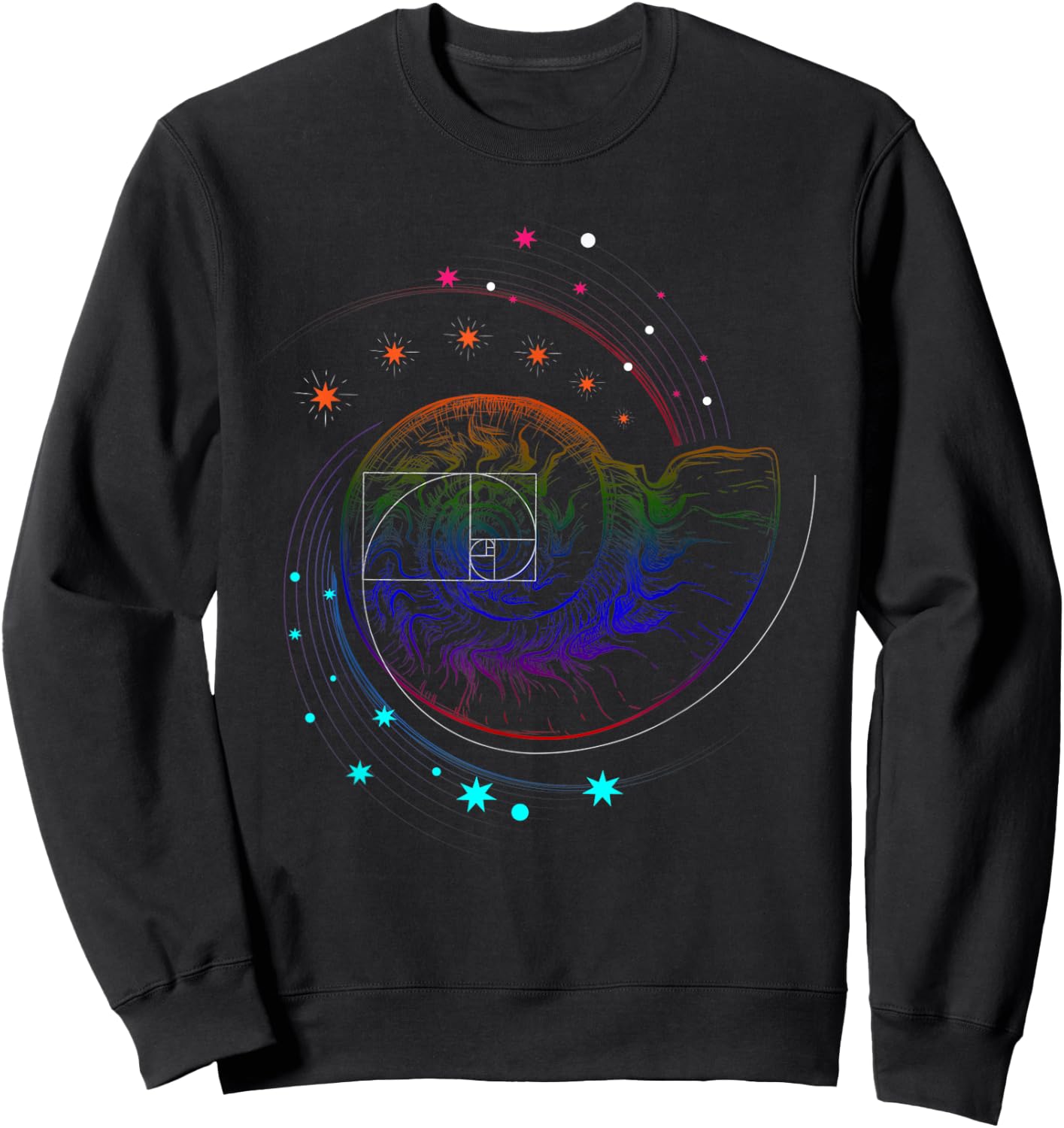 Fibonacci Shell or Golden Ratio and Spiral or Fibonacci Sweatshirt - Sweatshirt | Black
