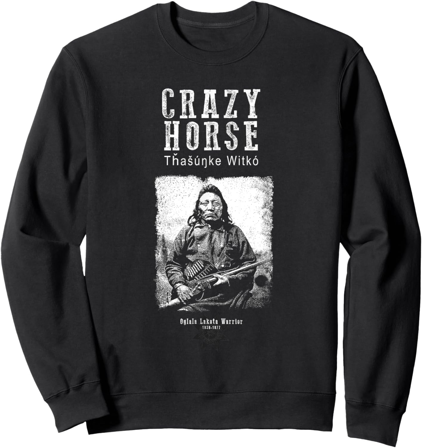 Tfantasy Men's Crazy Horse Lakota Chief Warrior Sioux American Indian - Black - Small Sweatshirt - Sweatshirt | Black