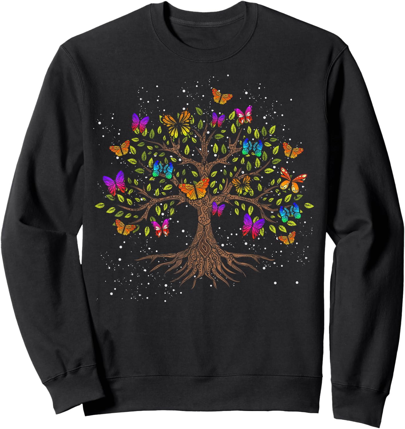 Colorful Insect Animal Butterfly Tree Beautiful Butterfly Sweatshirt - Sweatshirt | Black