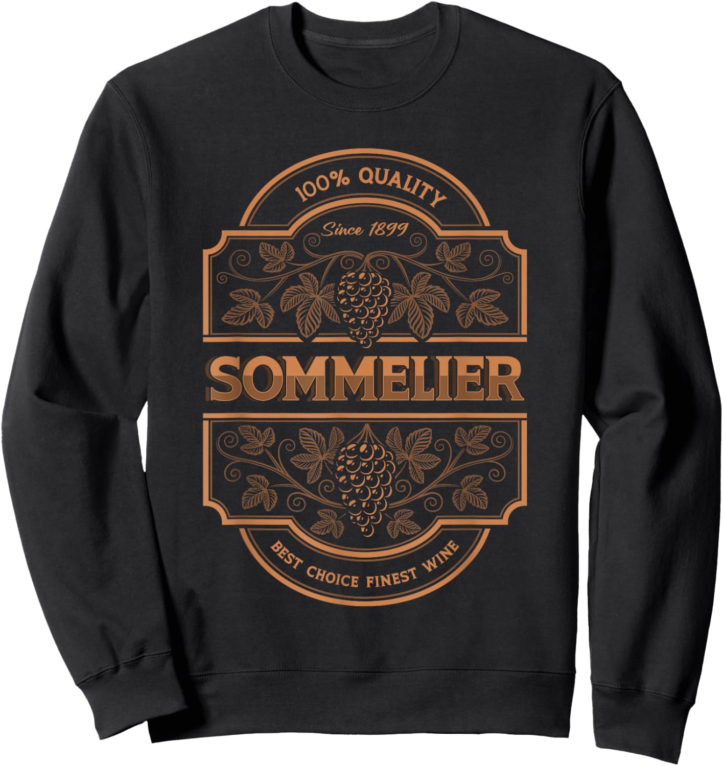 100% Quality Sommelier Winemaker Winery Wine Cellar Tasting Sweatshirt - Sweatshirt | Black