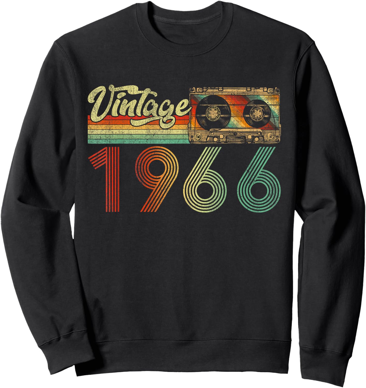 Vintage 1966 Cassette Tape 60th Birthday Gifts 60 Years Old Sweatshirt - Sweatshirt | Black