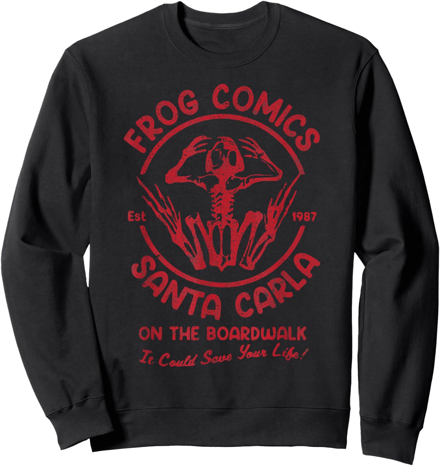 Vintage Frog Comics Santa Carla On The Boardwalk Sweatshirt - Sweatshirt | Black