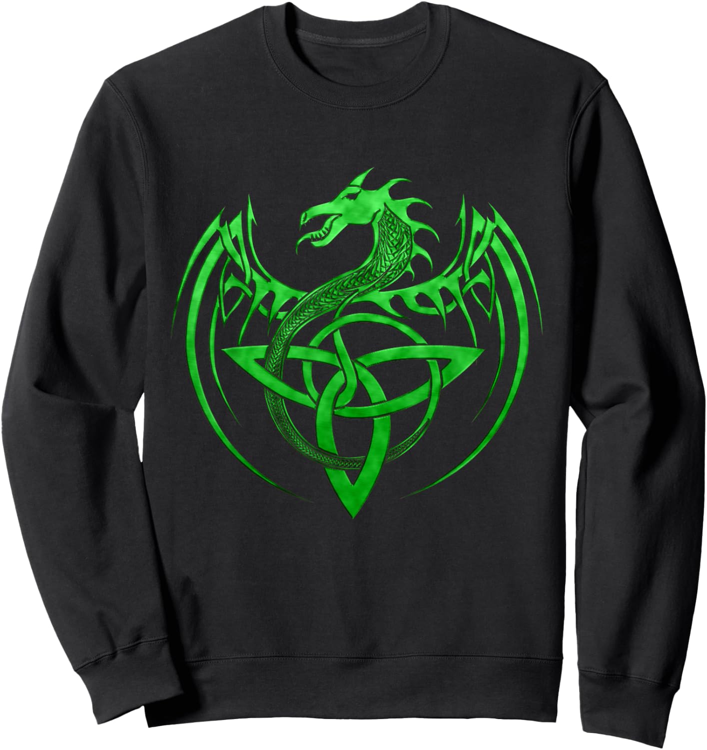 Tribal Irish Green Celtic Knot Fantasy Celtic Dragon Sweatshirt - Sweatshirt | Black
