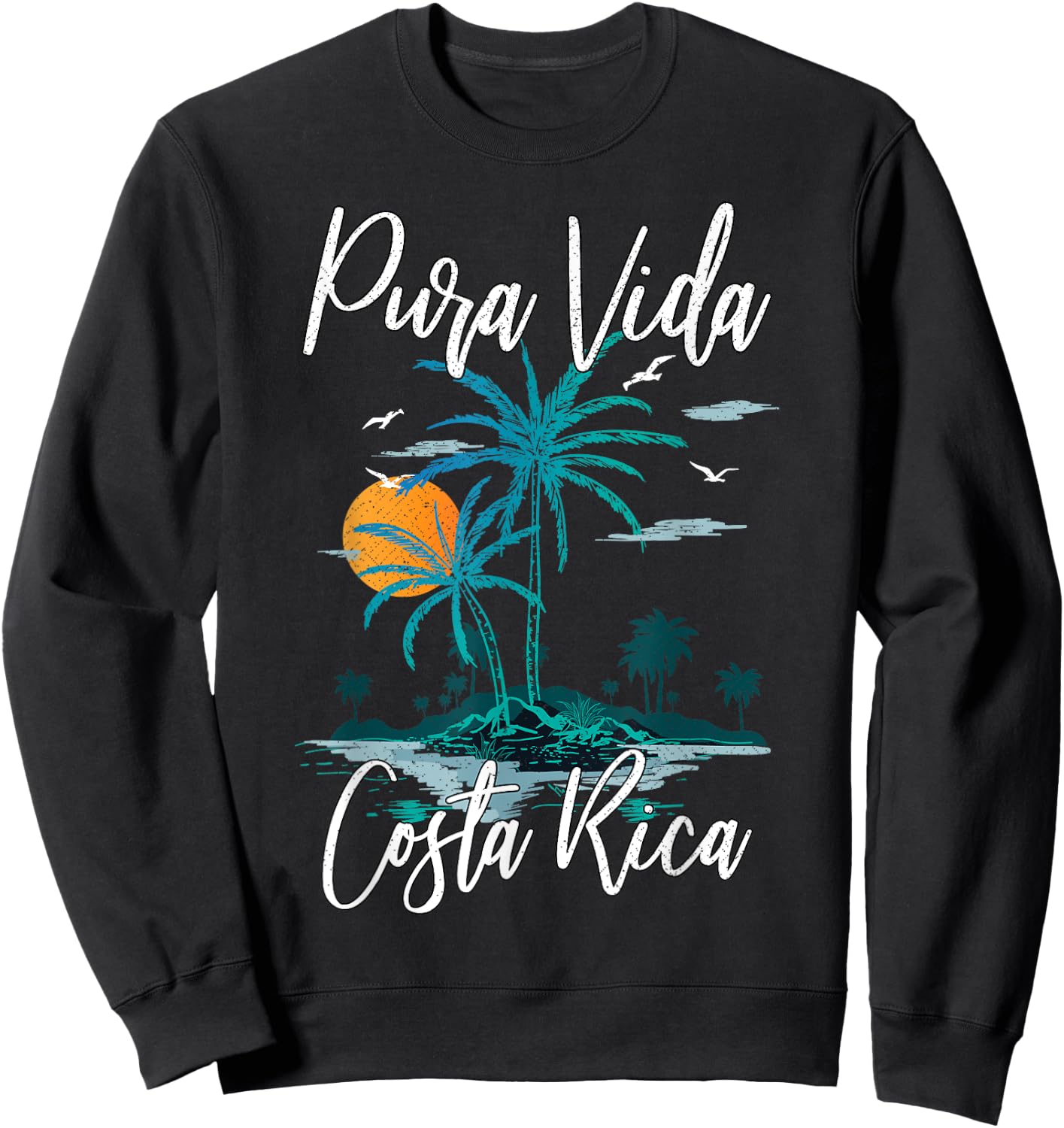 Vintage Family Vacation Costa Rica Pura Vida Beach Sweatshirt - Sweatshirt | Black