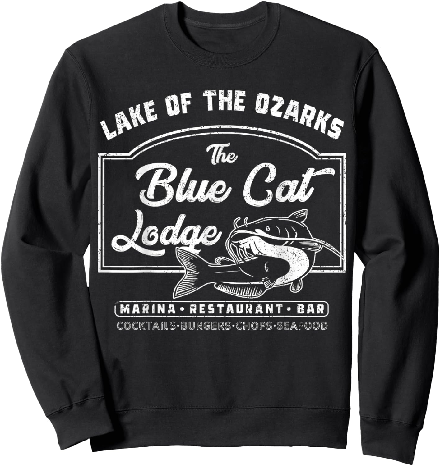 Vintage The Blue Cat Lodge Lake of The Ozarks Sweatshirt - Sweatshirt | Black