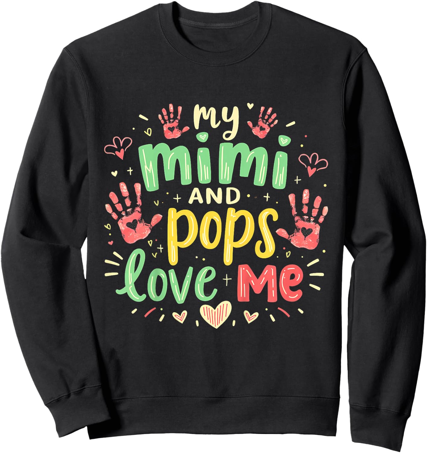 Kids My Mimi and Pops Granddaughter & Grandson Sweatshirt - Sweatshirt | Black