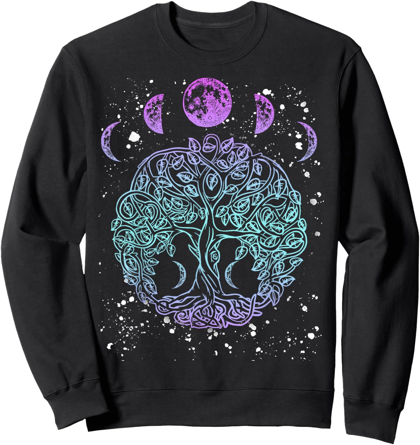 Moon Phases Tree of Life - Viking Pagan Wicca Sweatshirt - Sweatshirt | Black