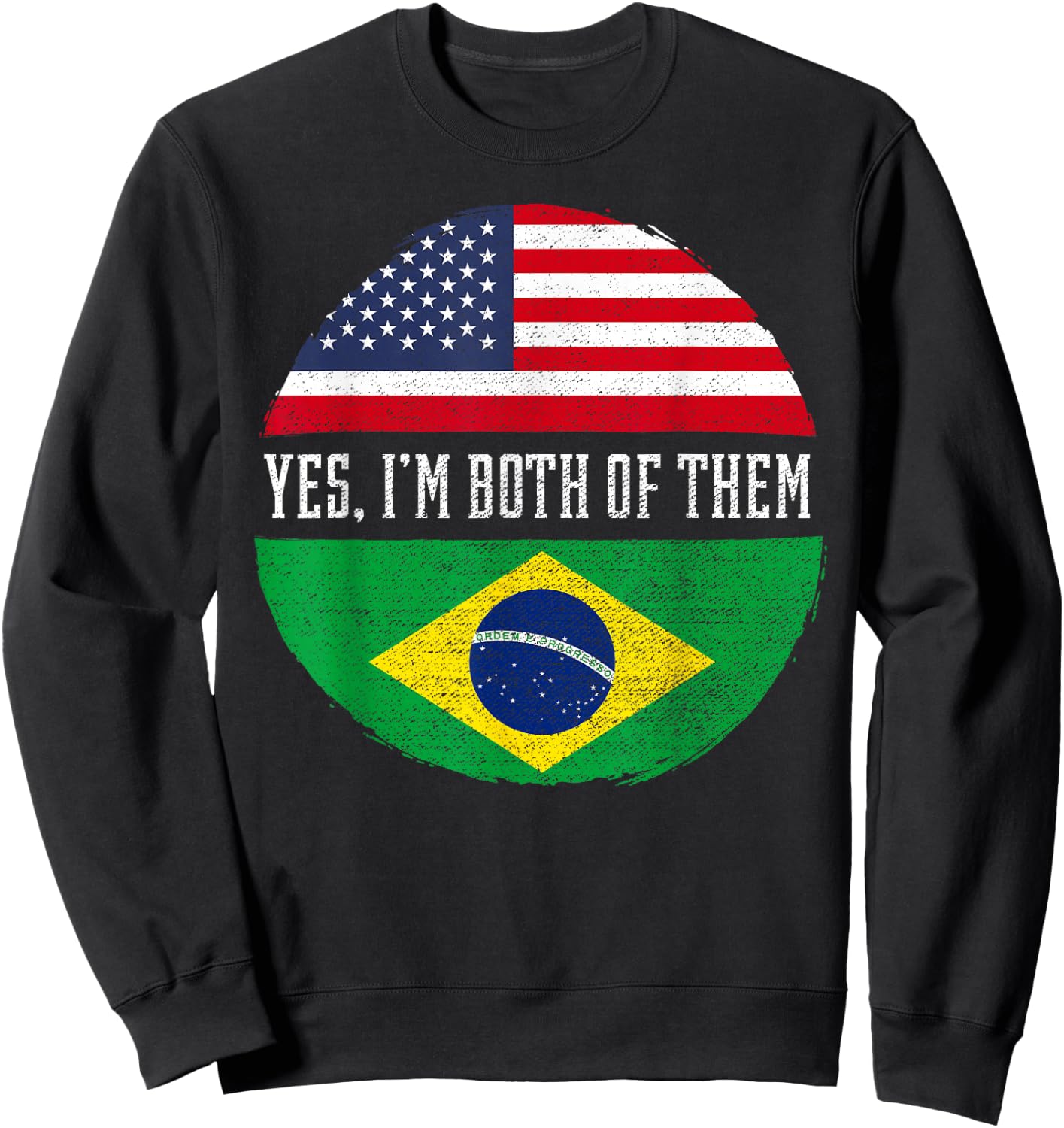 Half American Half Brazilian USA Flag Brazil Heritage DNA Sweatshirt - Sweatshirt | Black