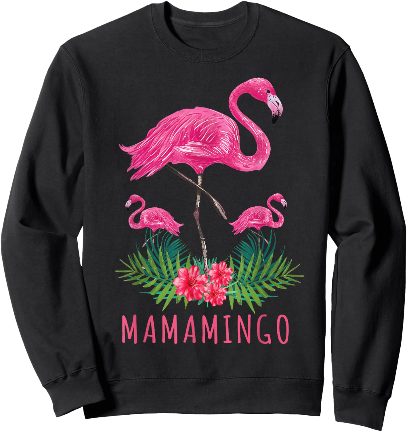 Cute Mothers Day Gift Funny Mom Flamingo With Kids Mamamingo Sweatshirt - Sweatshirt | Black