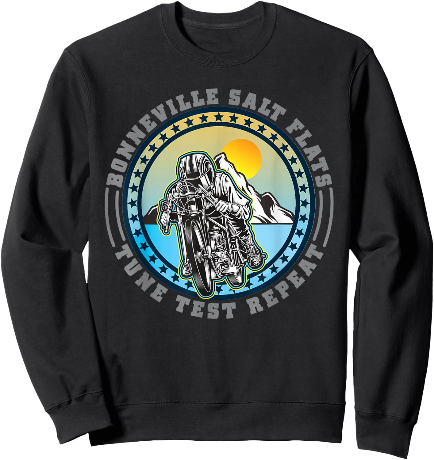 Bonneville Salt Flats Vintage Retro Motorcycle Rider Sweatshirt - Sweatshirt | Black