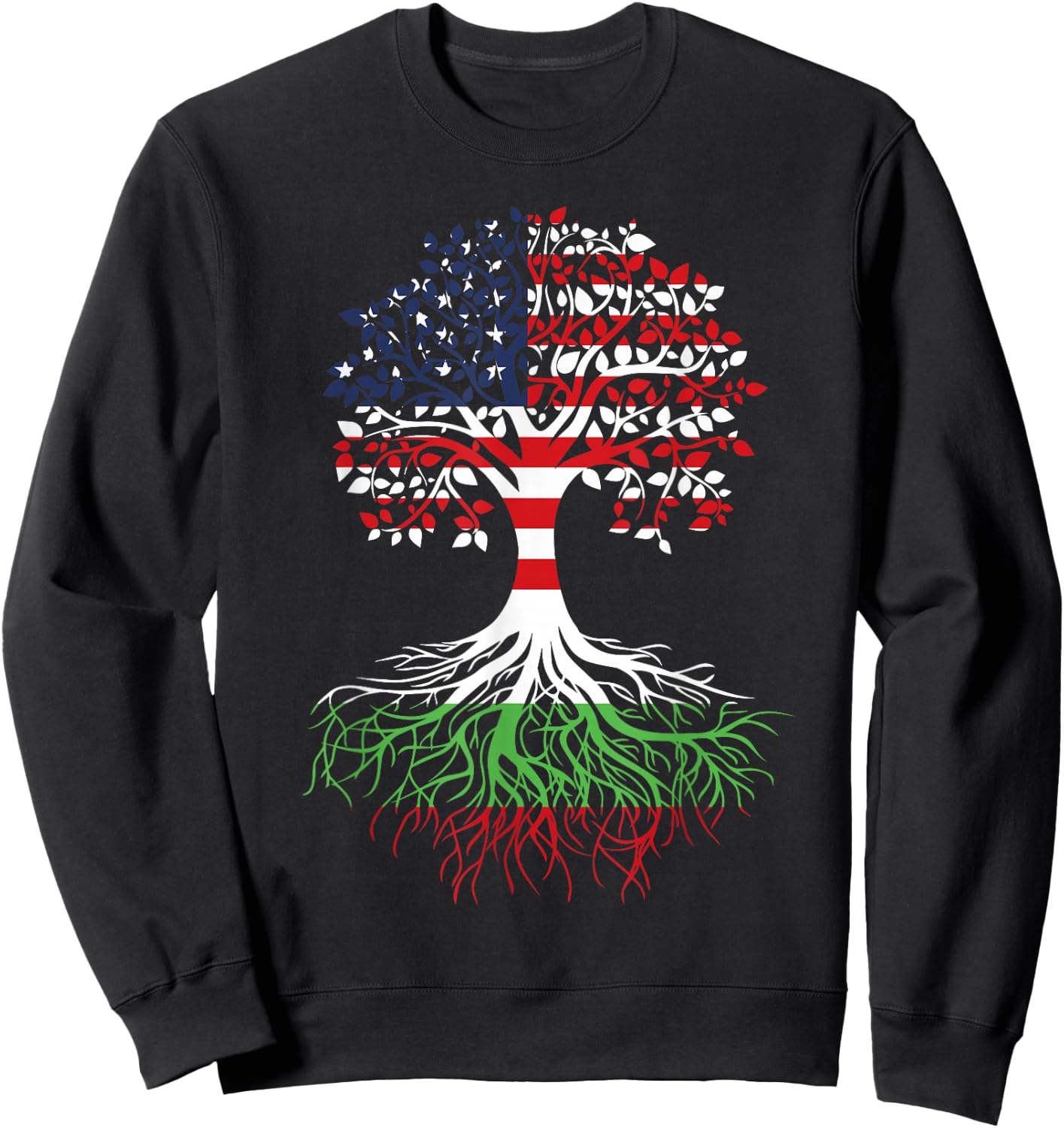 Bulgarian Roots American Grown Tree Bulgaria Flag Art Gift Sweatshirt - Sweatshirt | Black