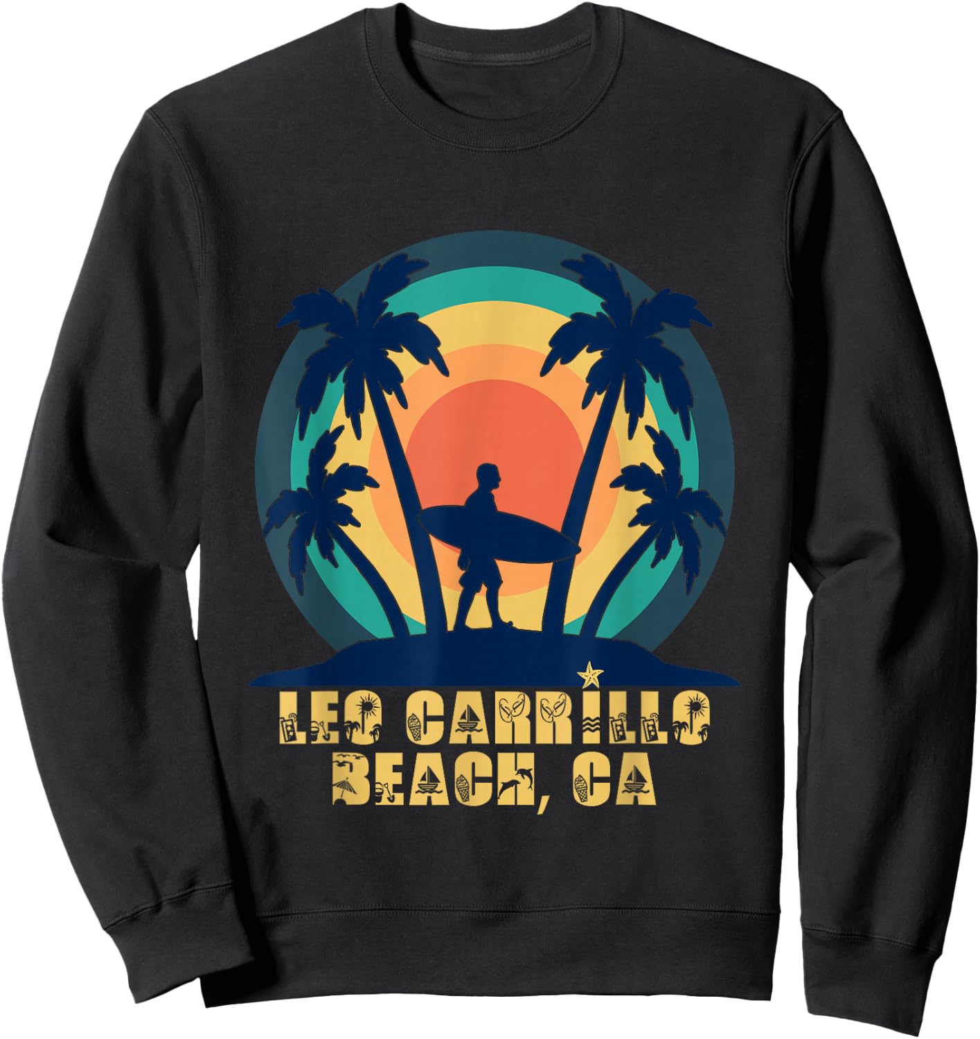 Leo Carrillo Beach CA, California Beach Lover Sweatshirt - Sweatshirt | Black