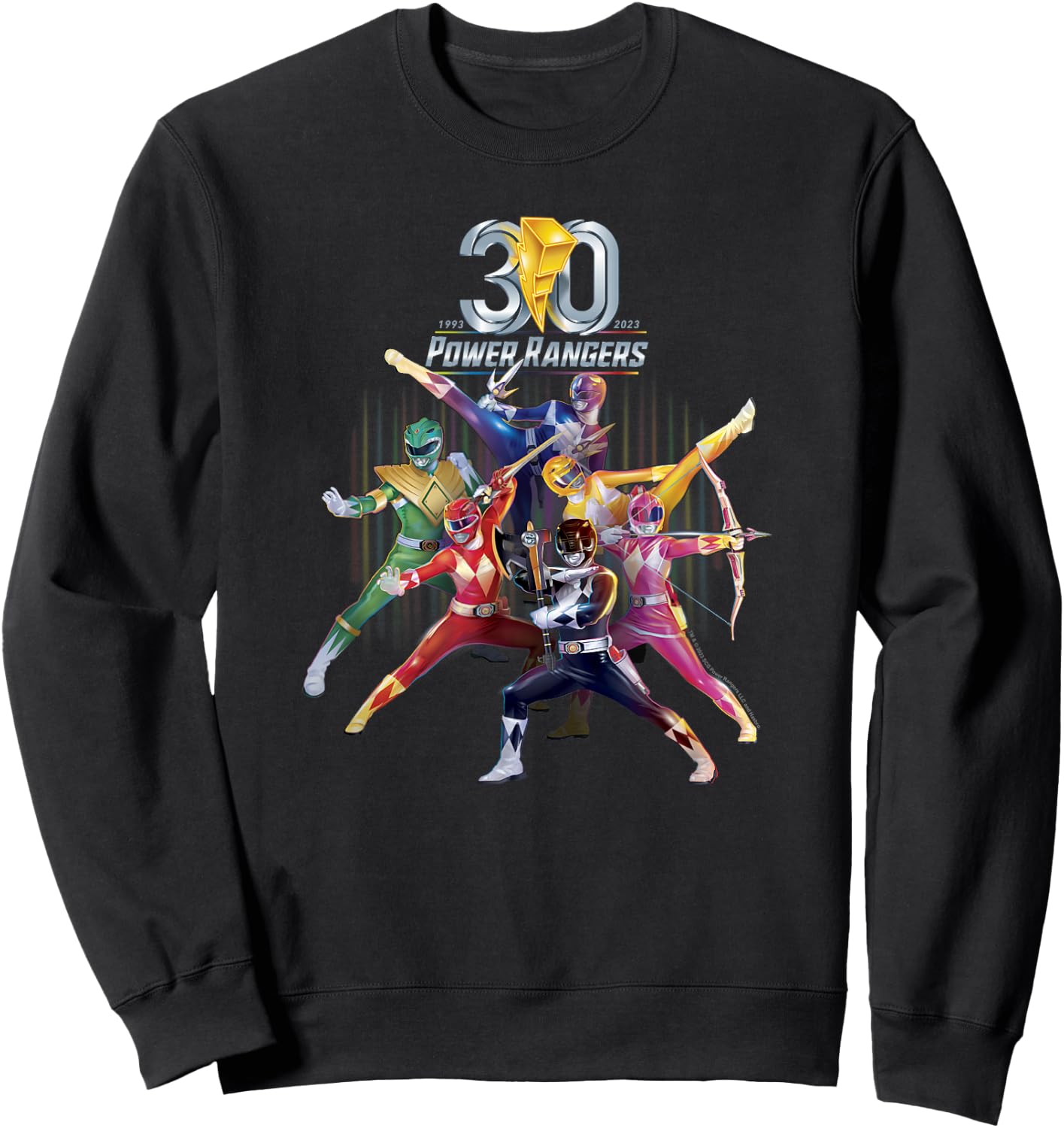 Power Rangers 30th Anniversary Mighty Morphin Vintage Poster Small Sweatshirt - Sweatshirt | Black