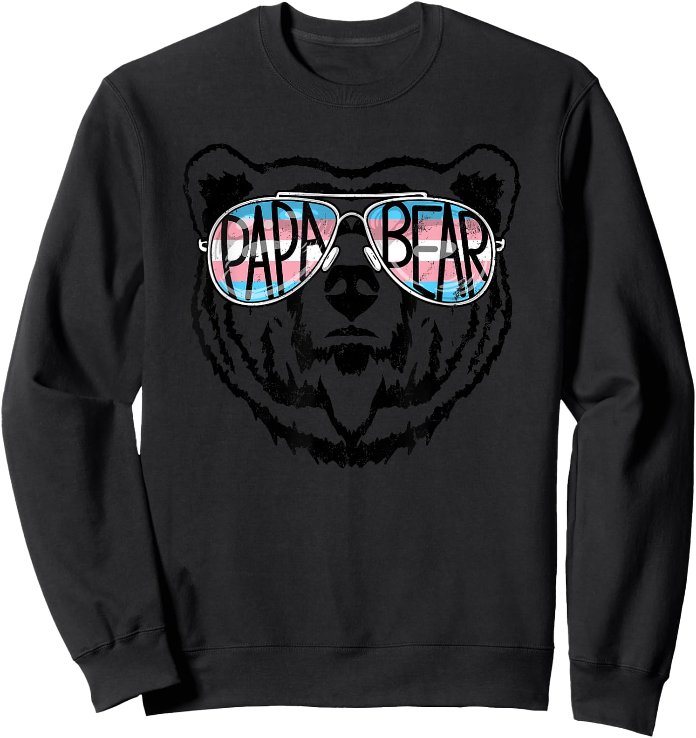 Trans Papa Bear Pride Proud Dad Ally Transgender Rainbow Sweatshirt - Sweatshirt | Black