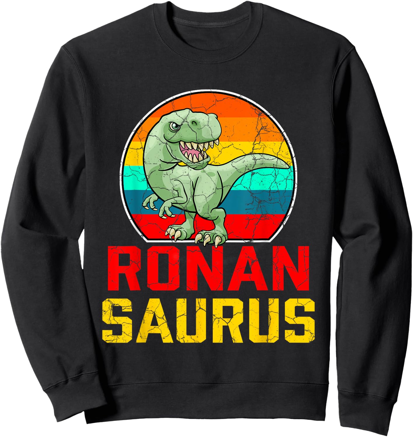 Ronan Saurus Family Reunion Last Name Team Funny Custom Sweatshirt - Sweatshirt | Black