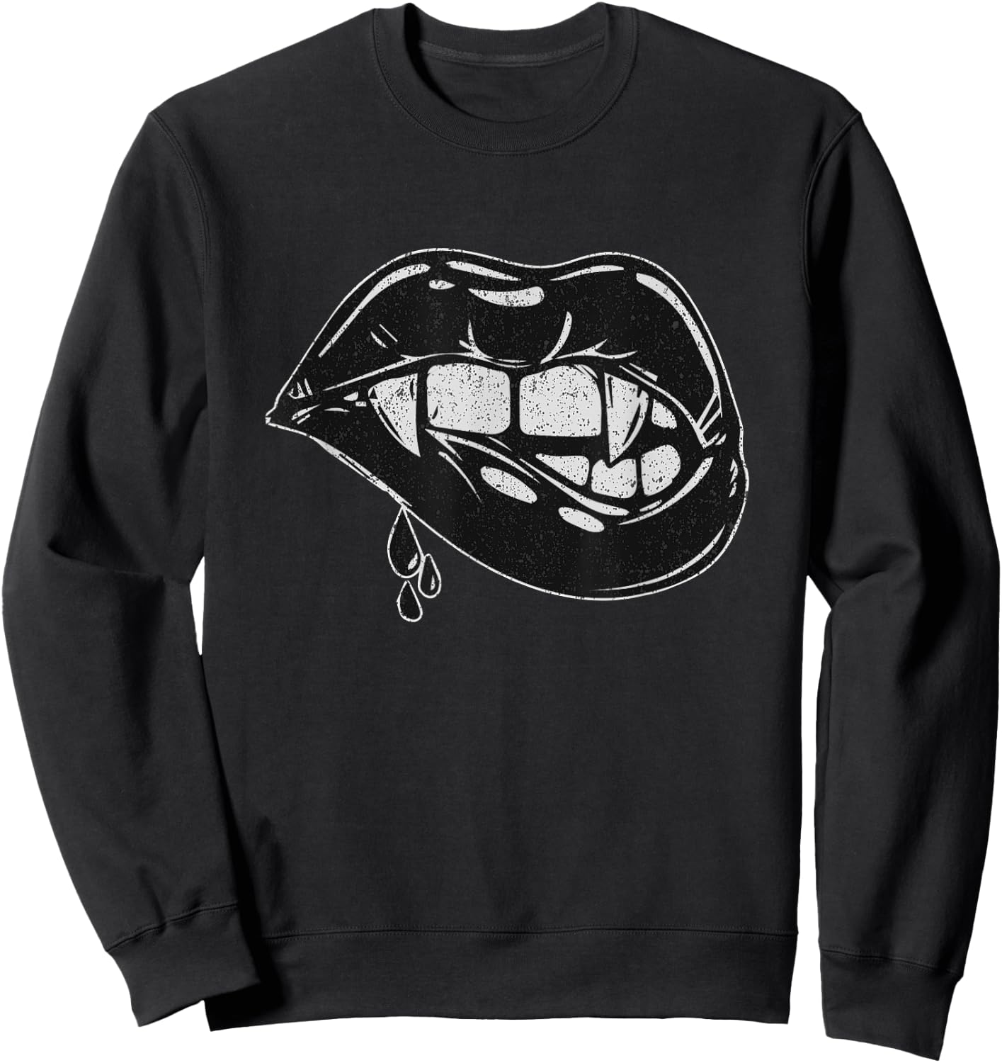 Halloween Vampire Fangs Female Lips Design Sweatshirt - Sweatshirt | Black