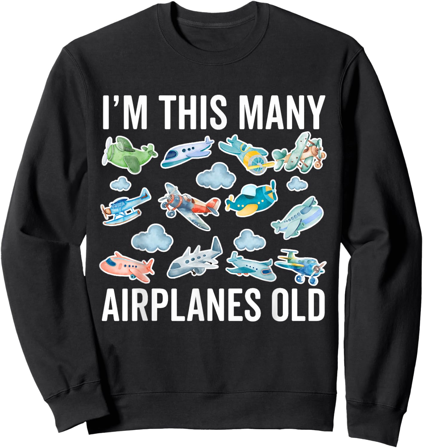 12 Years Old Airplanes 12th Birthday Pilot Boy Aeroplane Sweatshirt - Sweatshirt | Black
