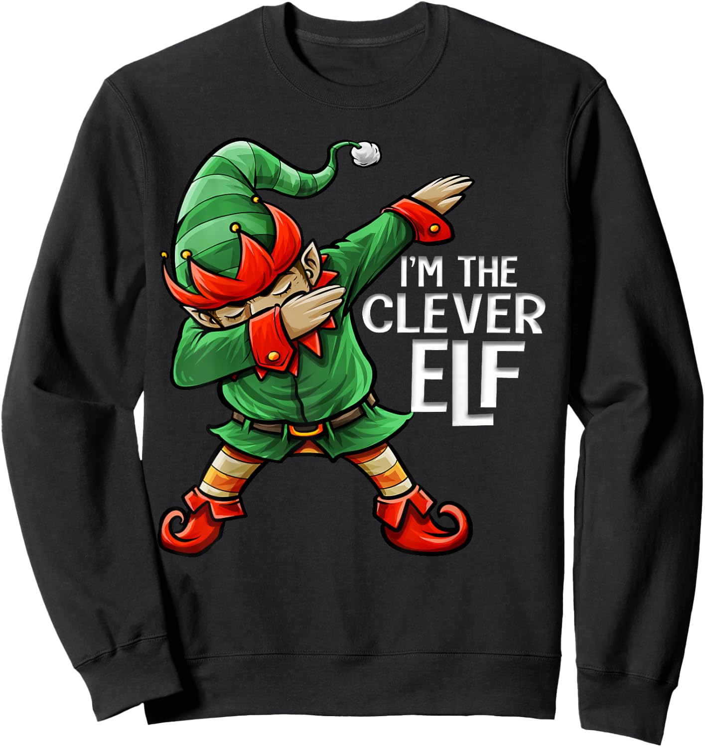 Christmas I'm The Clever Elf Squad Family Matching Men Boys Sweatshirt - Sweatshirt | Black