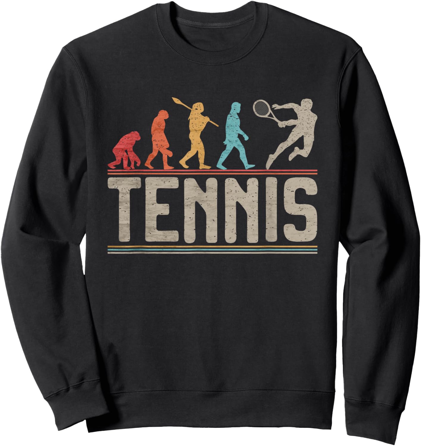 Tennis Player Evolution of Man Vintage Tennis Lover Sweatshirt - Sweatshirt | Black